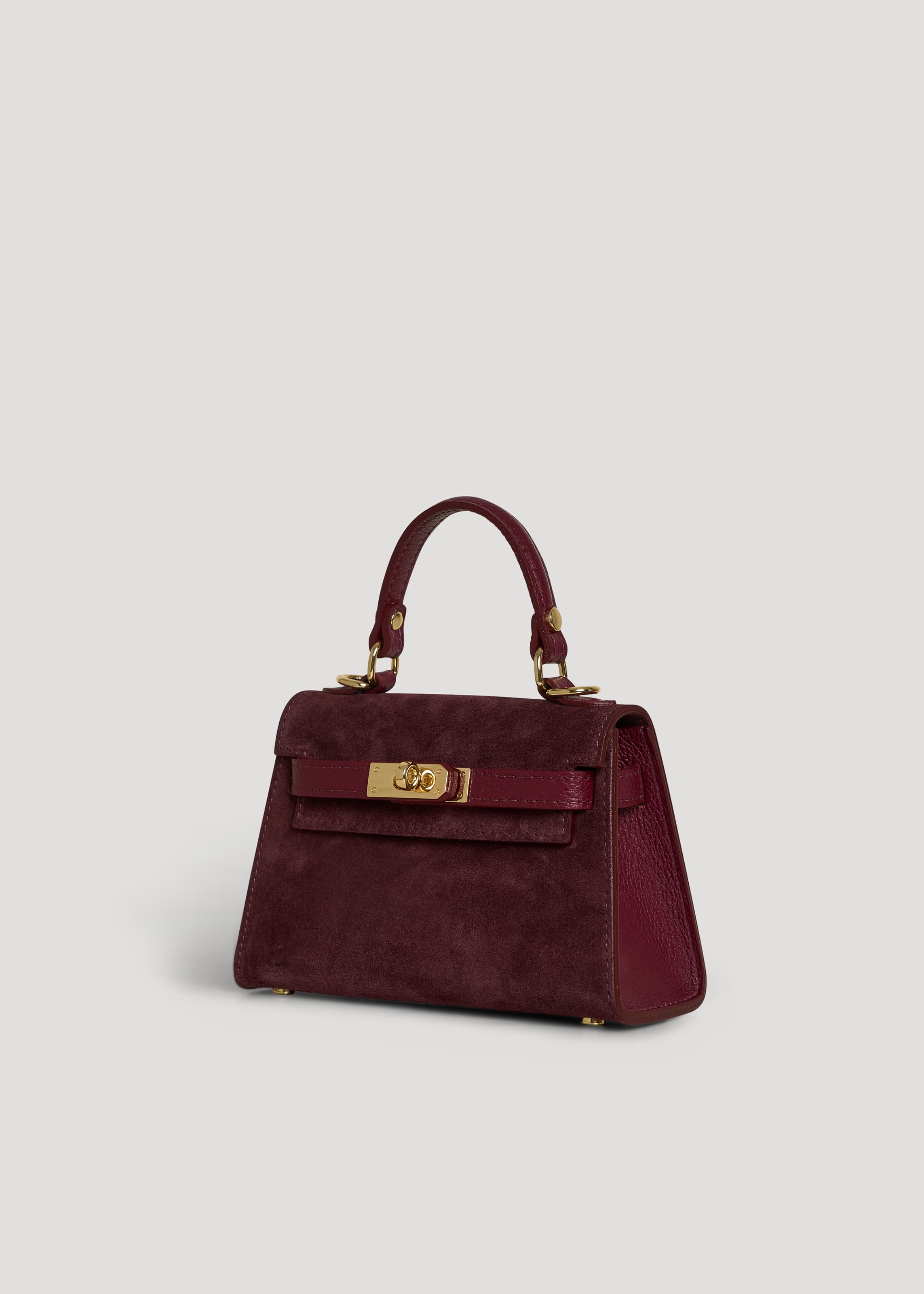 Borsa Victoria in Camoscio e Pelle Borgogna Gift - Voemièn