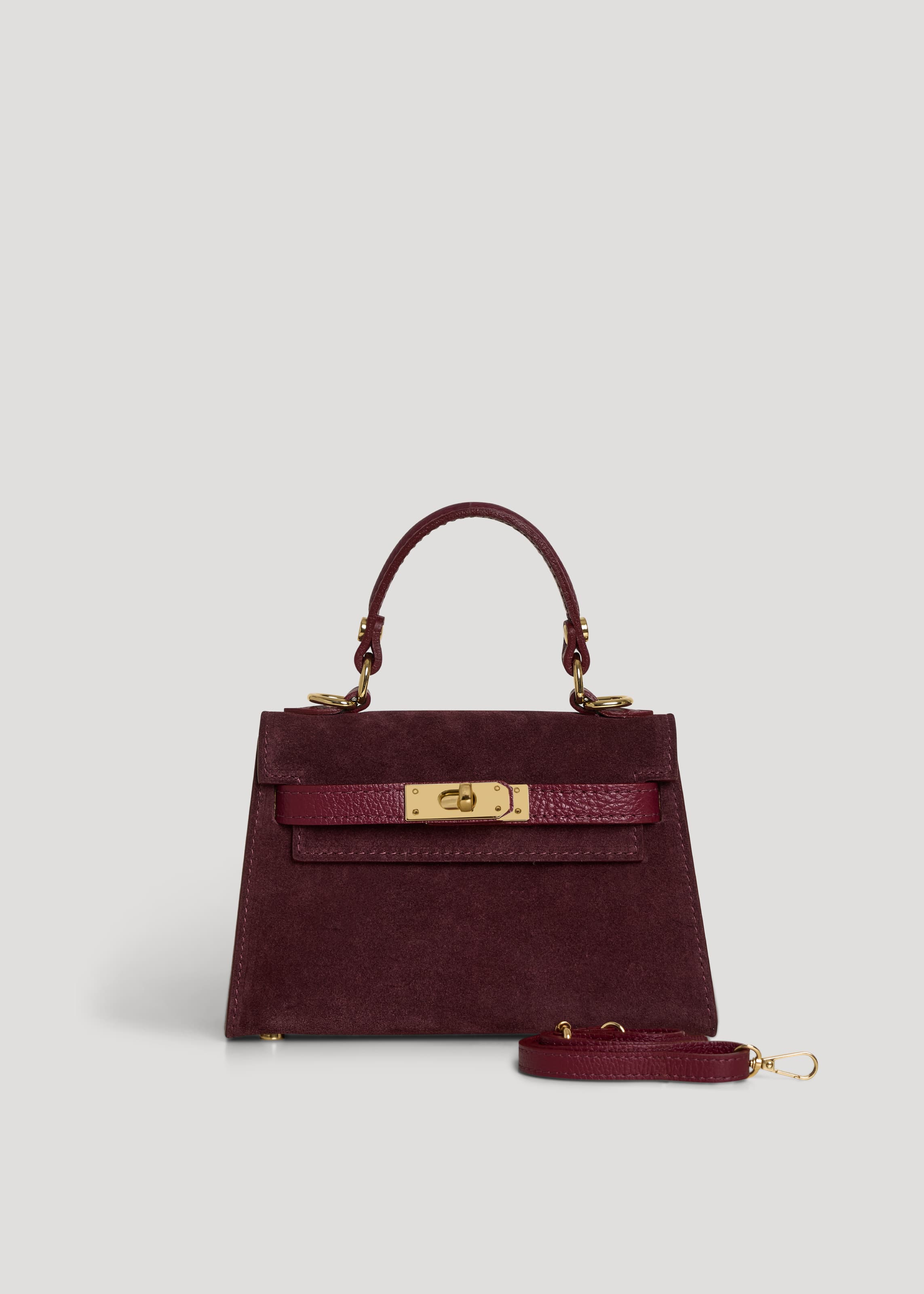 Borsa Victoria in Camoscio e Pelle Borgogna Gift - Voemièn