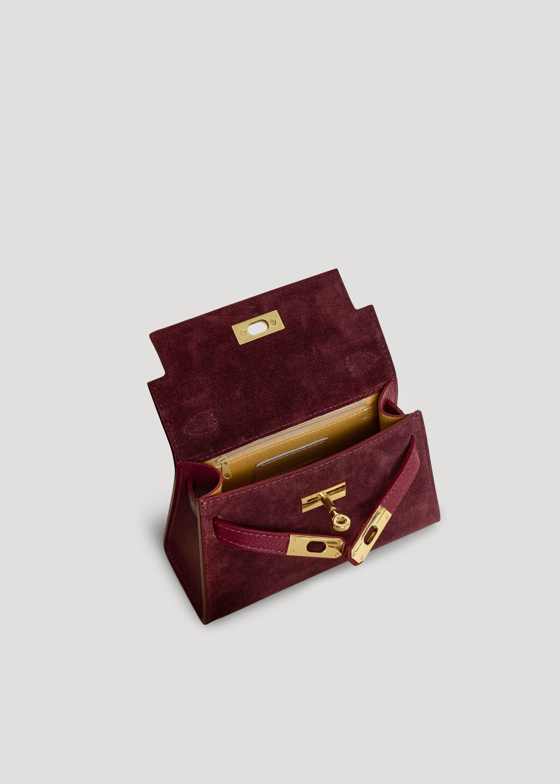 Borsa Victoria in Camoscio e Pelle Borgogna Gift - Voemièn