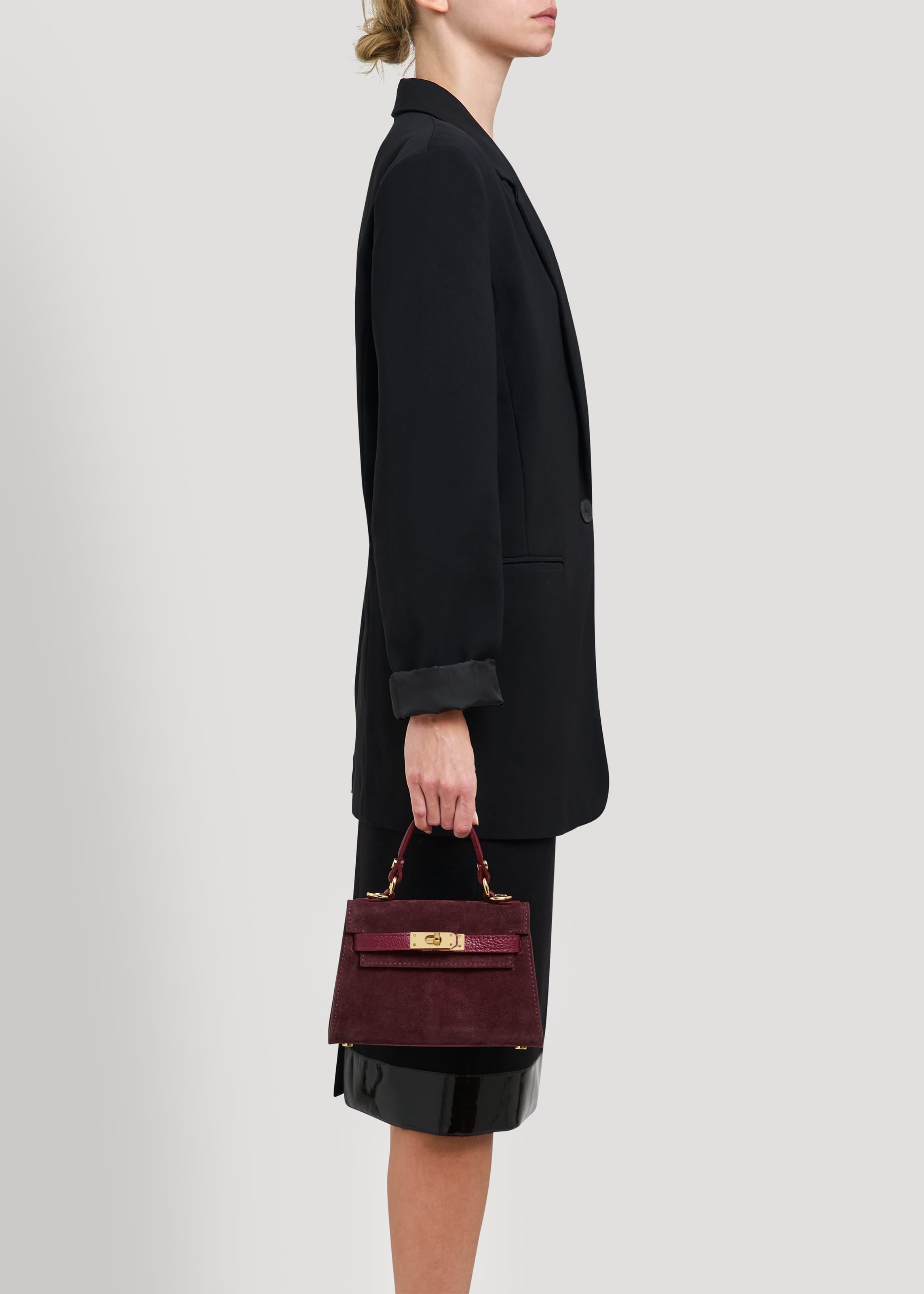 Borsa Victoria in Camoscio e Pelle Borgogna Gift - Voemièn