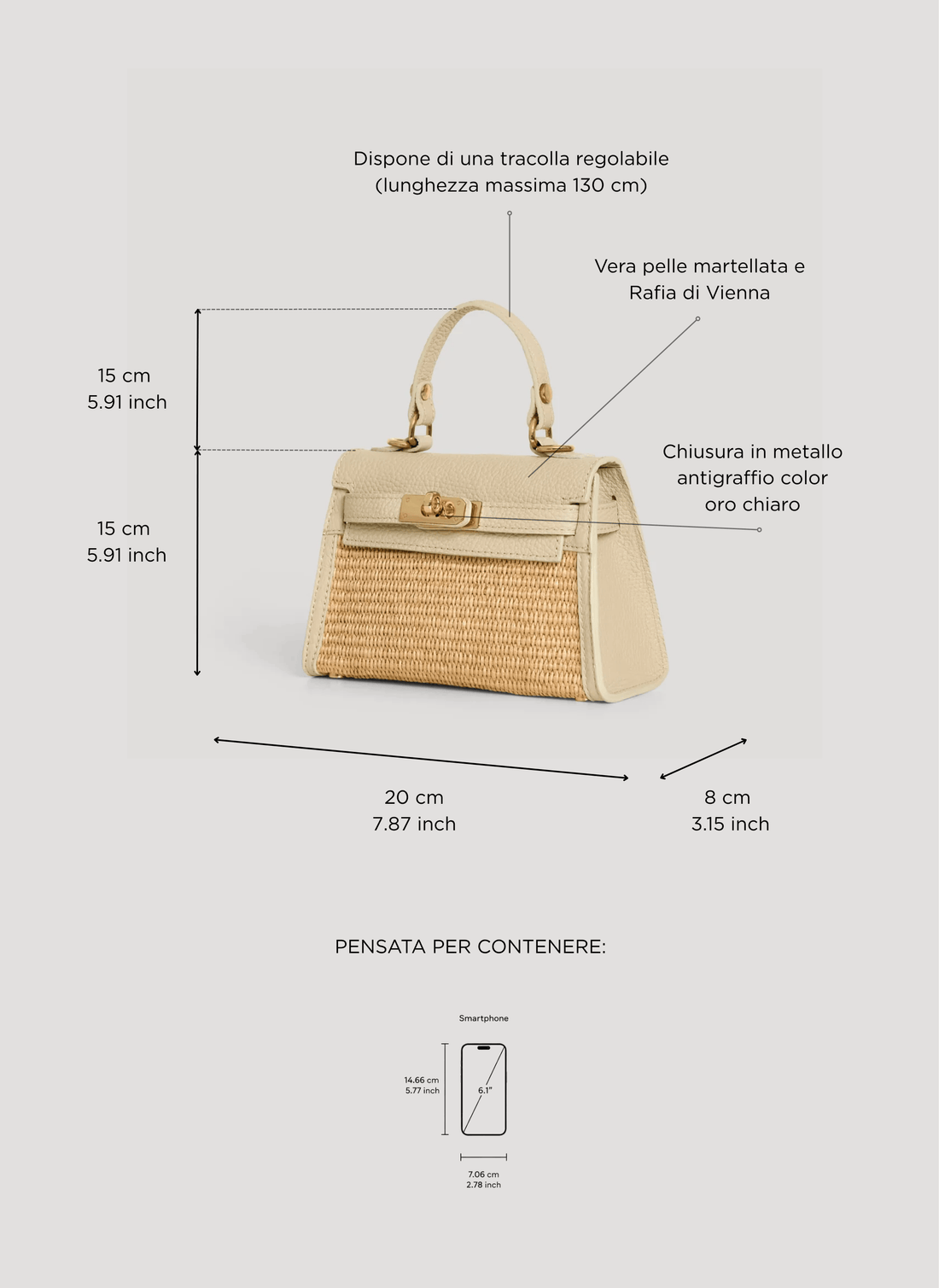 Borsa Victoria in Pelle e Rafia Crema - Voemièn