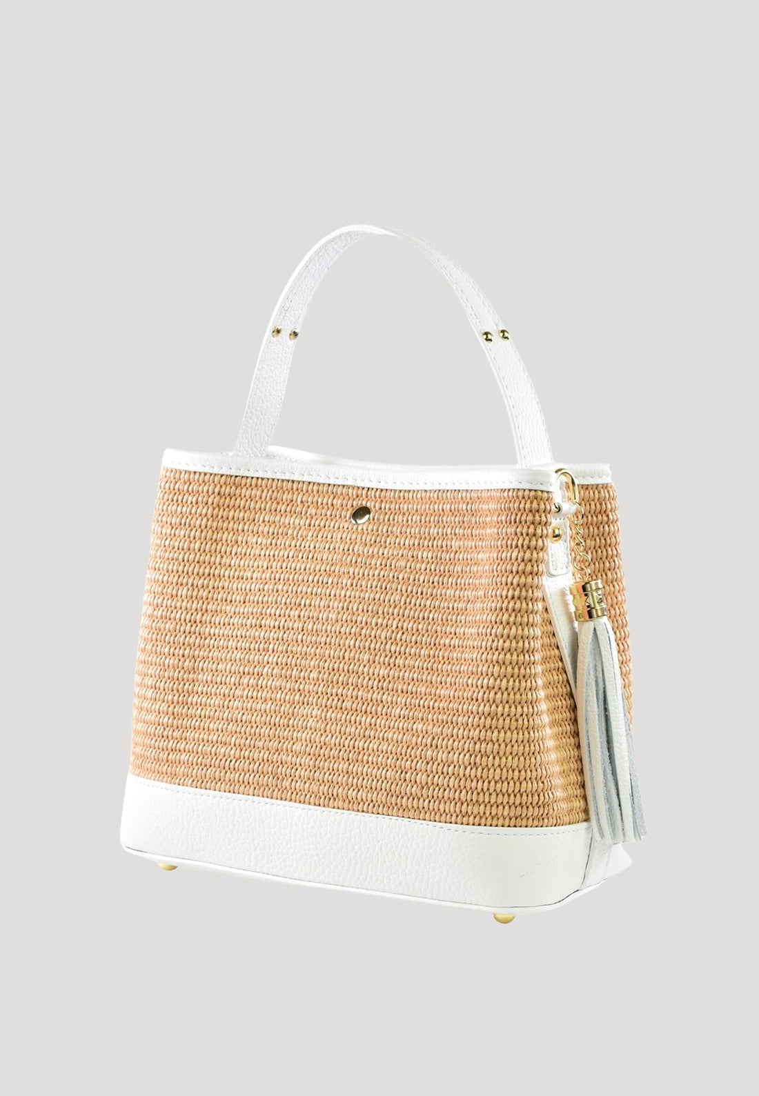 Borsa Kendy in pelle Dollaro e rafia Bianca