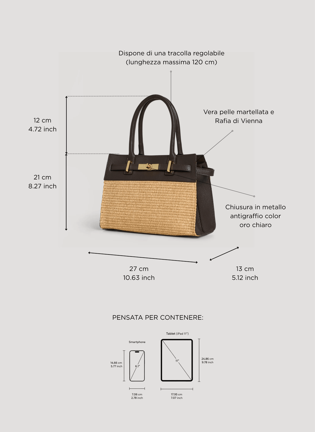 Borsa Grace in pelle e rafia Testa di Moro - Voemièn