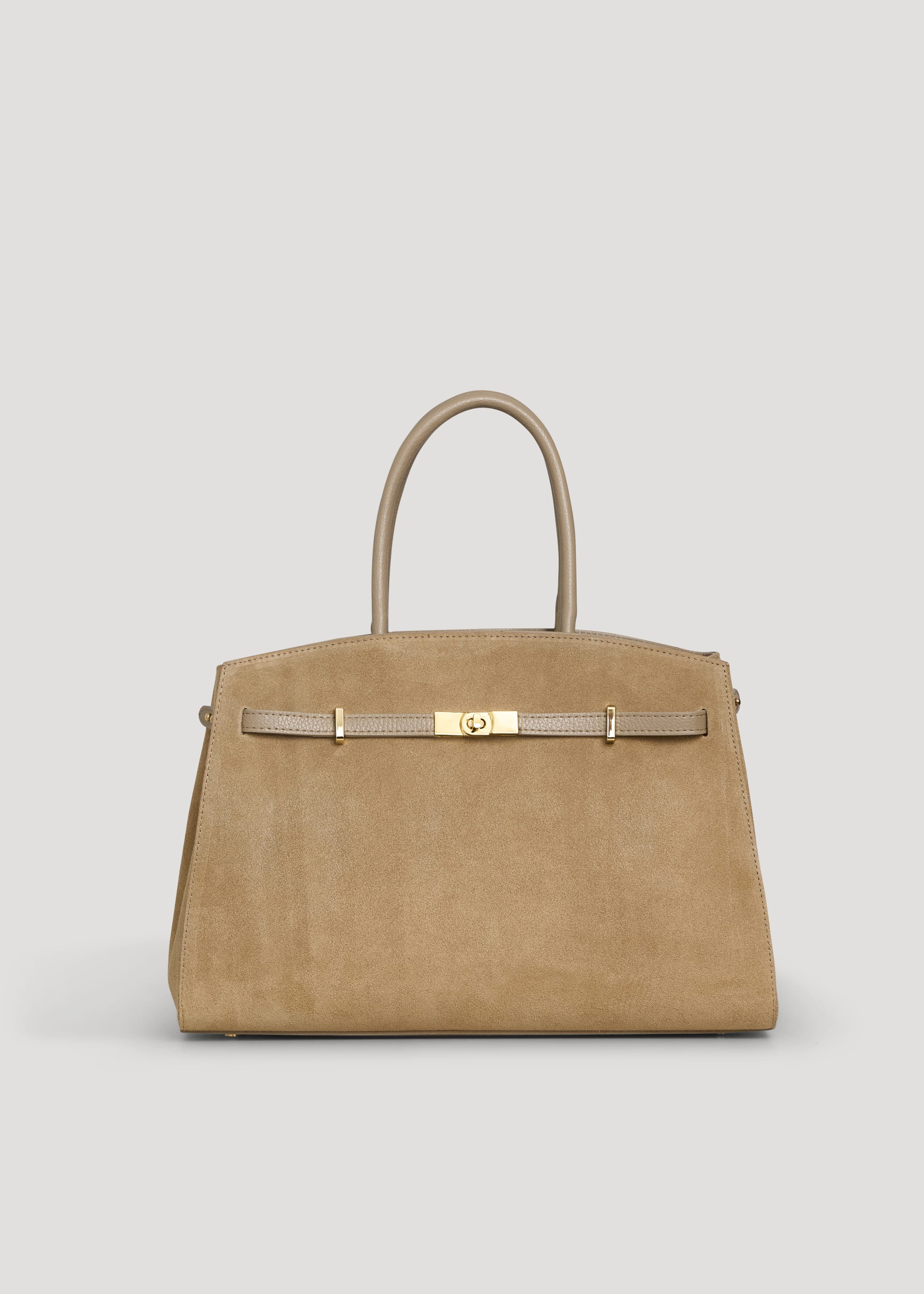 Borsa Driade in Camoscio e Pelle Taupe Chiaro - Voemièn