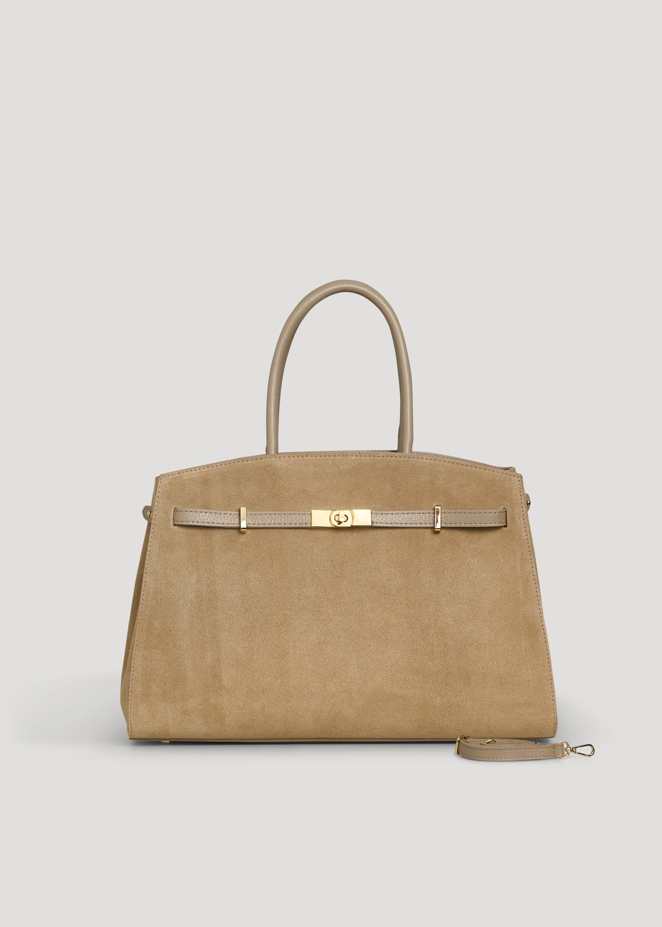 Borsa Driade in Camoscio e Pelle Taupe Chiaro - Voemièn
