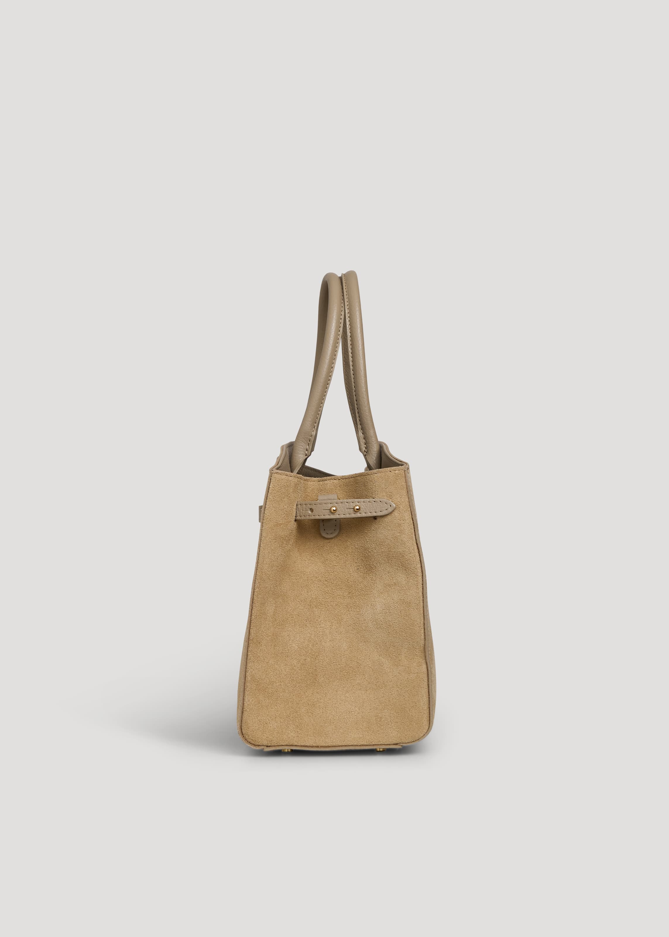 Borsa Driade in Camoscio e Pelle Taupe Chiaro - Voemièn