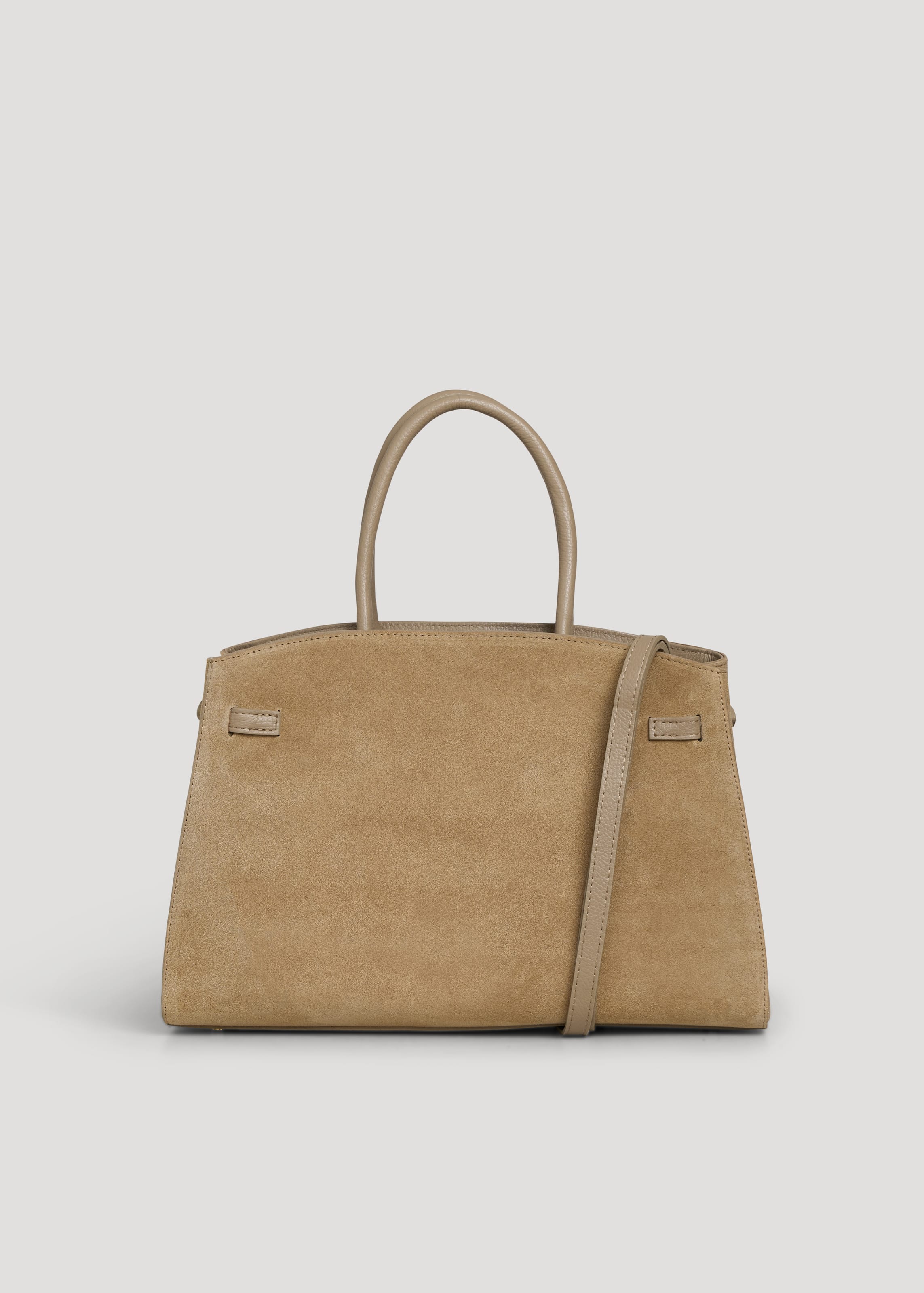 Borsa Driade in Camoscio e Pelle Taupe Chiaro - Voemièn