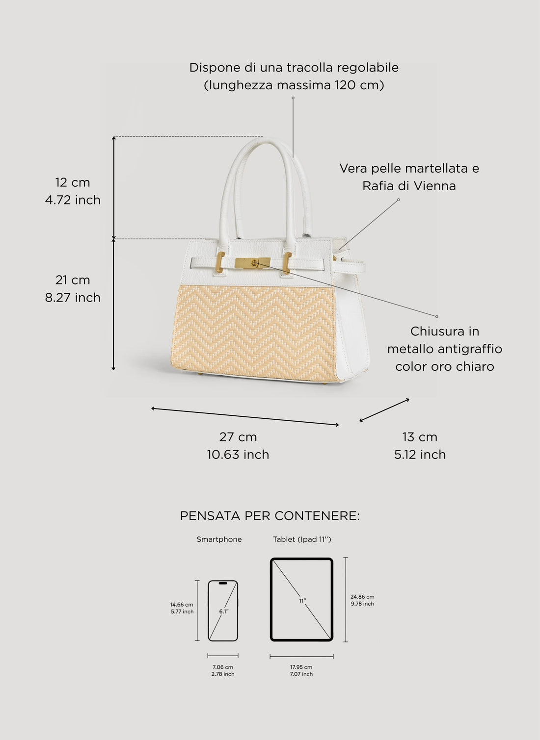 Grace White Chevron Raffia and Leather Limited Edition Bag
