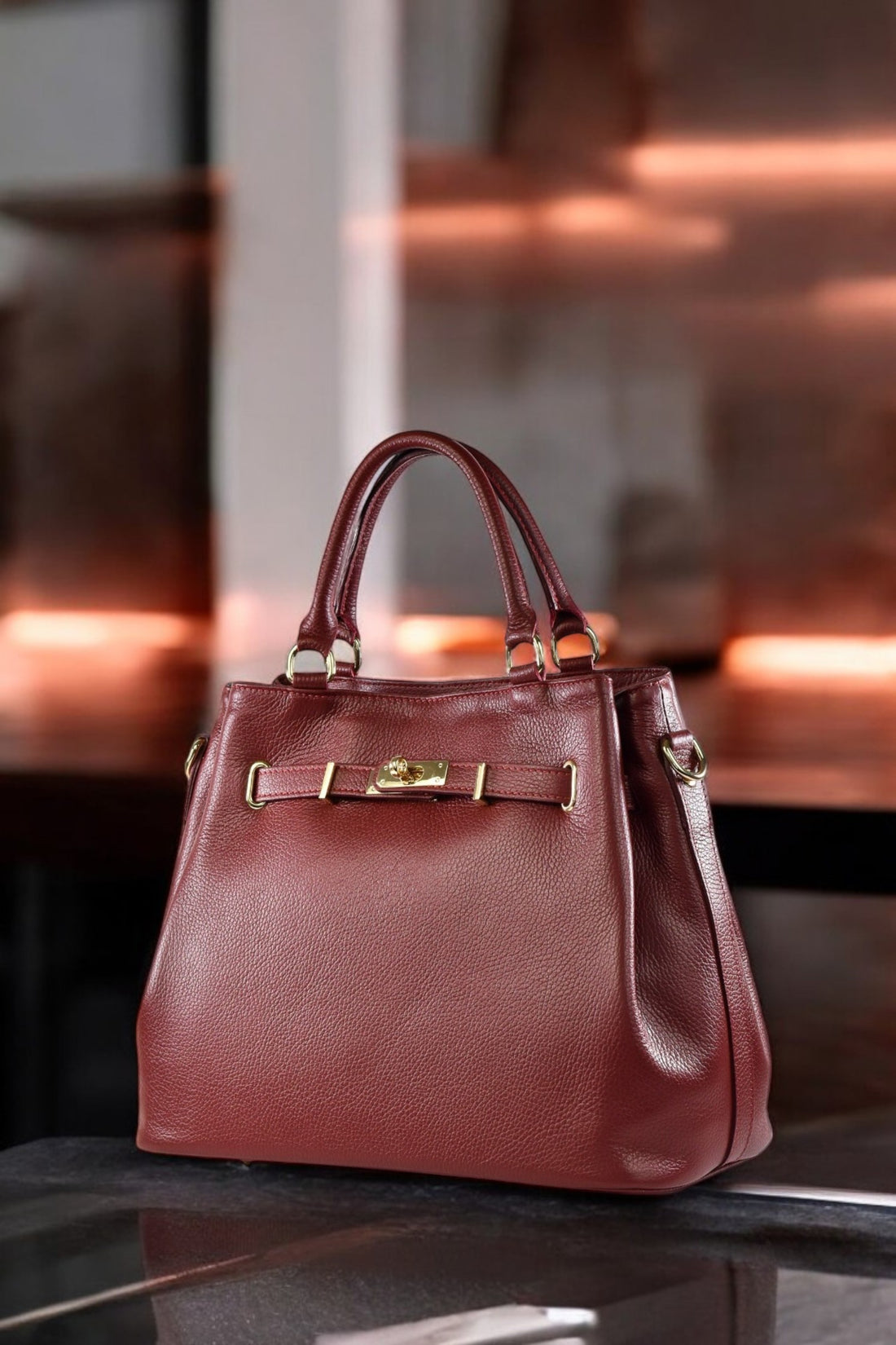 BORSA ALISON IN PELLE TOGO BORDEAUX