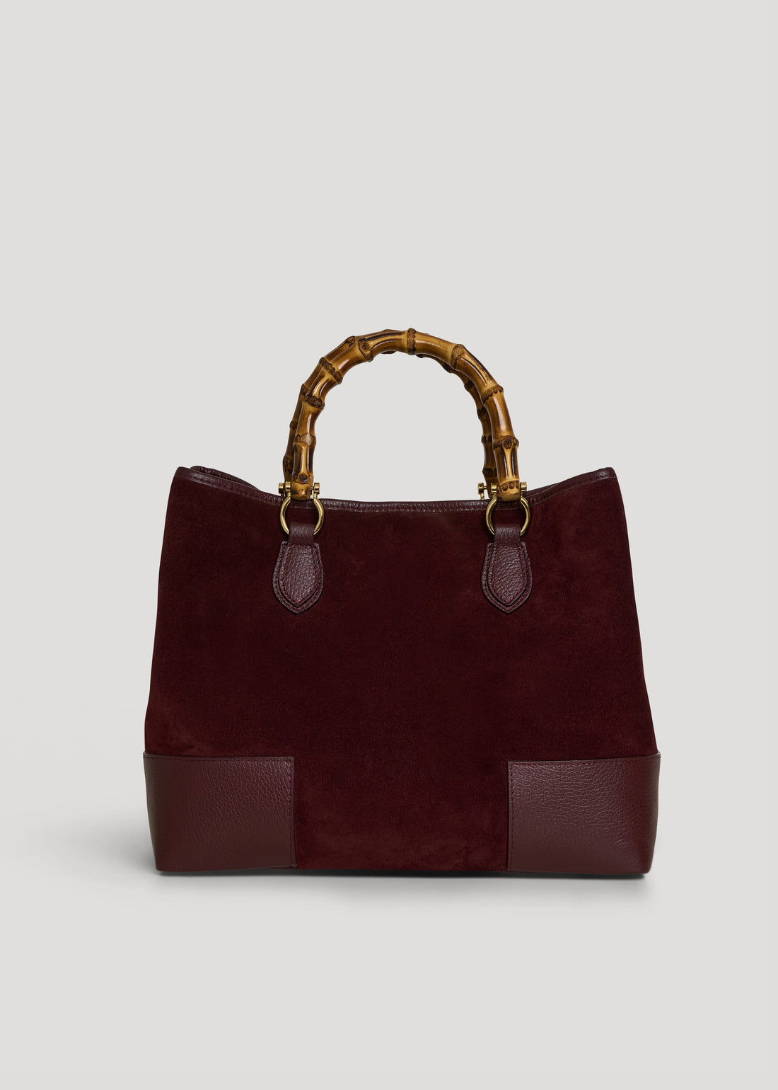Borsa Bamboo Babe in Camoscio e Pelle Bordeaux - Voemièn