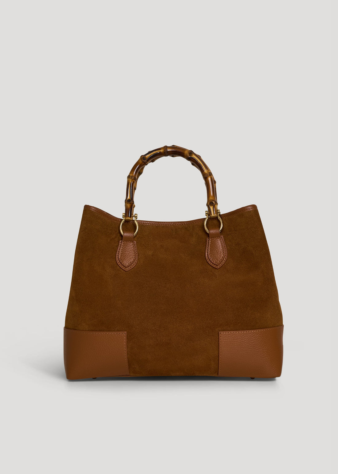 Borsa Bamboo Babe in Camoscio e Pelle Cuoio - Voemièn