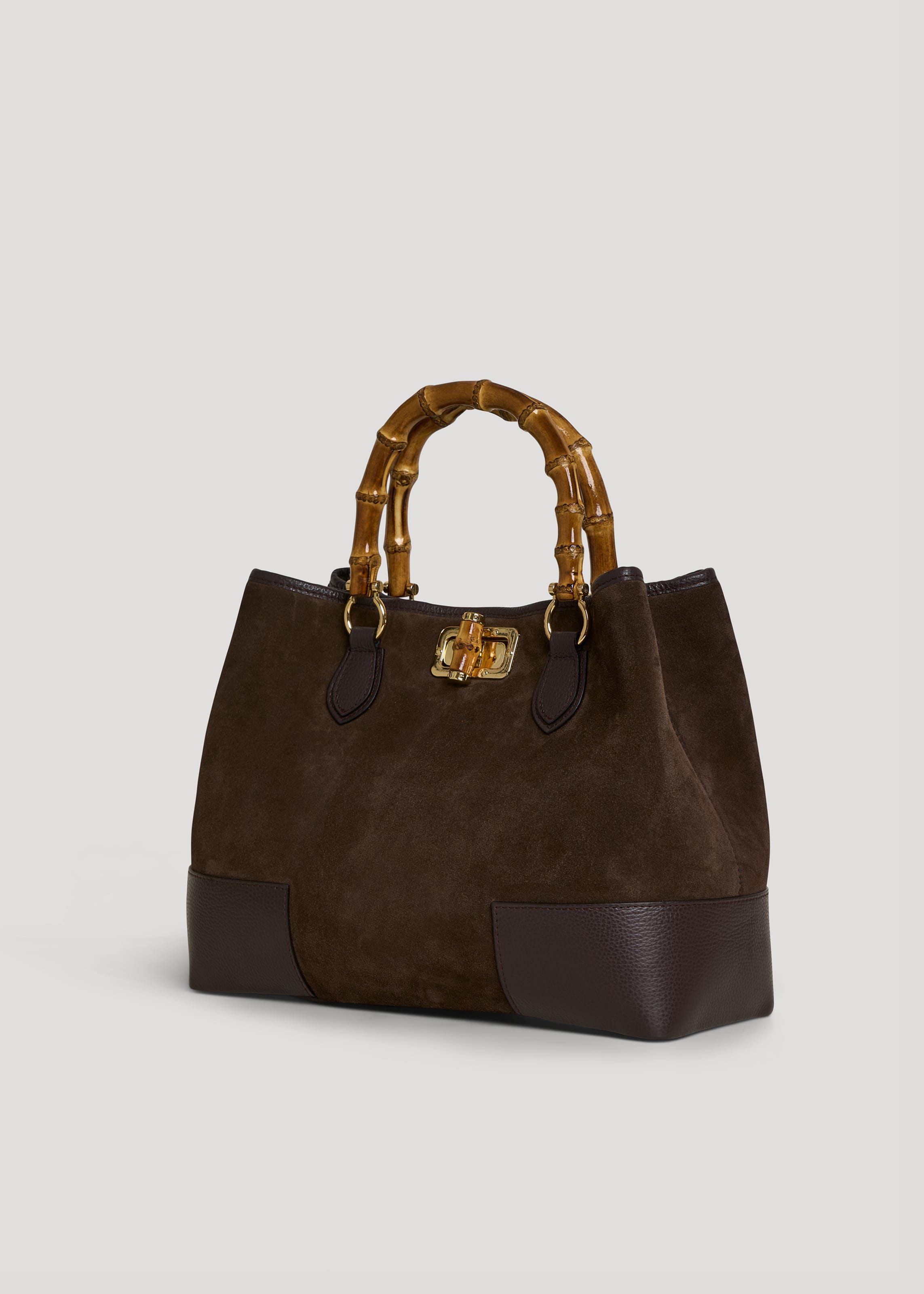Borsa Bamboo Babe in Camoscio e Pelle Testa di moro - Voemièn