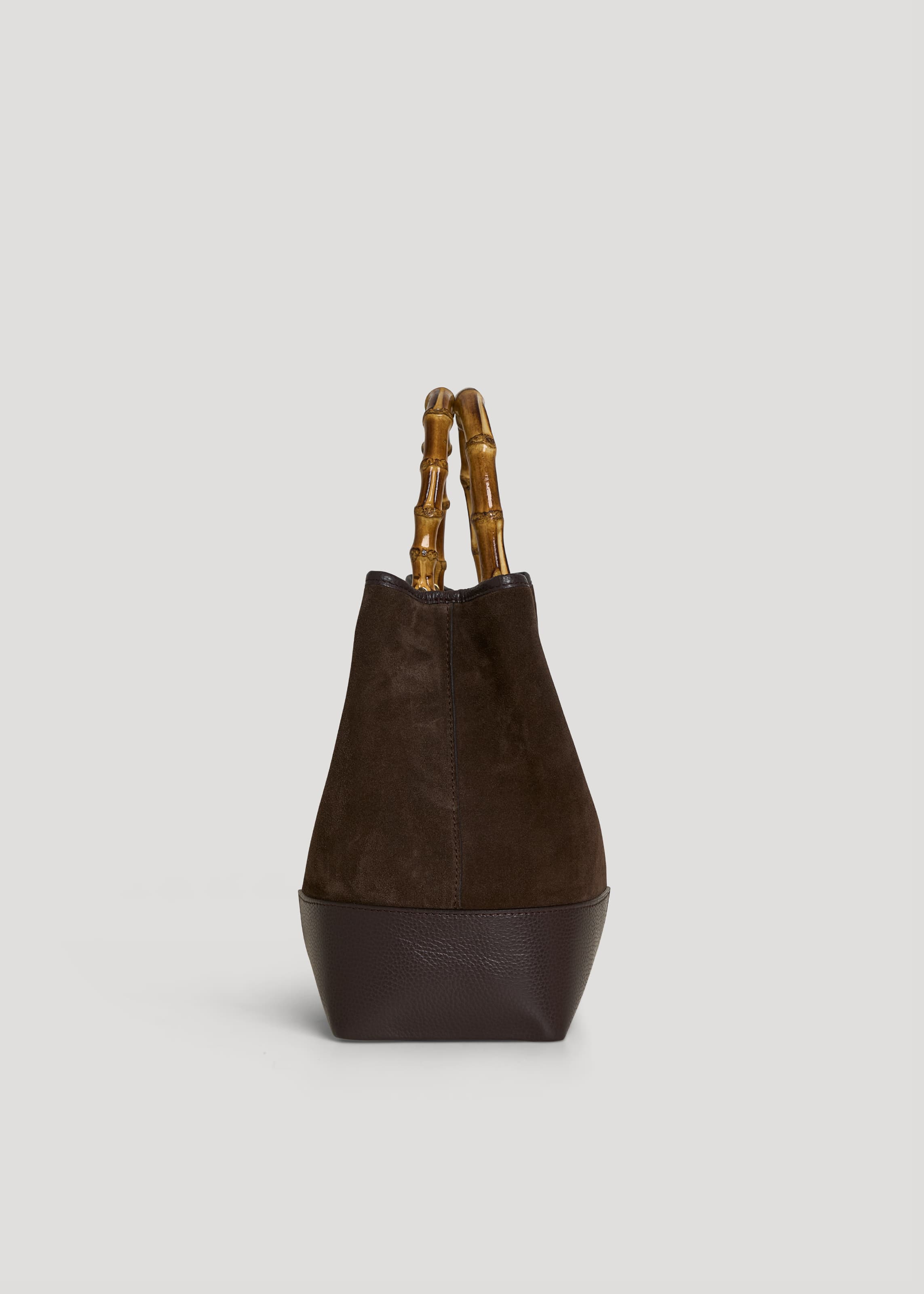 Borsa Bamboo Babe in Camoscio e Pelle Testa di moro - Voemièn