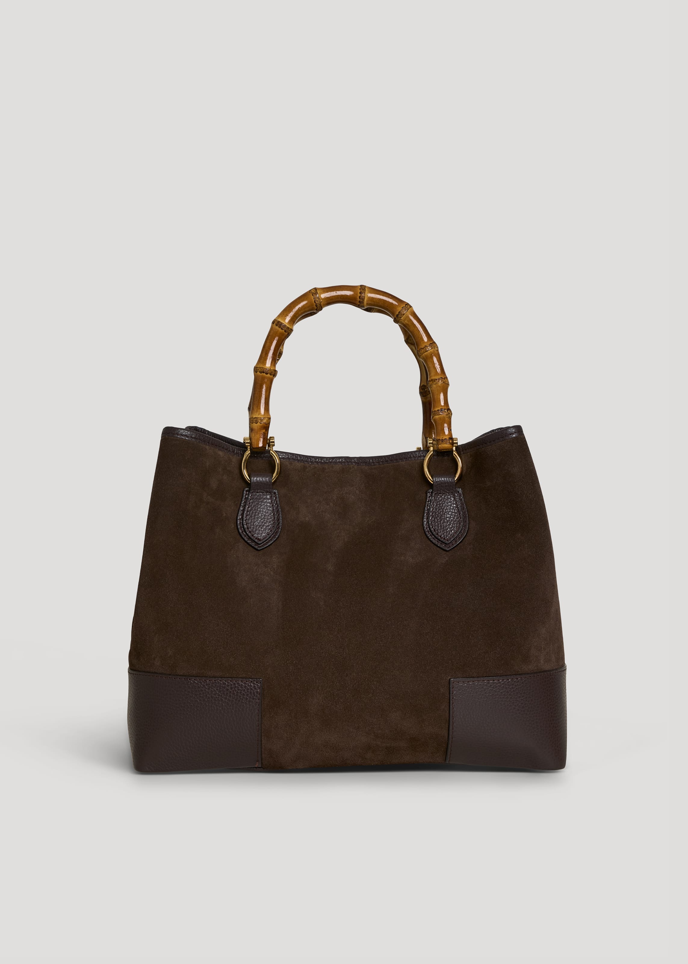 Borsa Bamboo Babe in Camoscio e Pelle Testa di moro - Voemièn