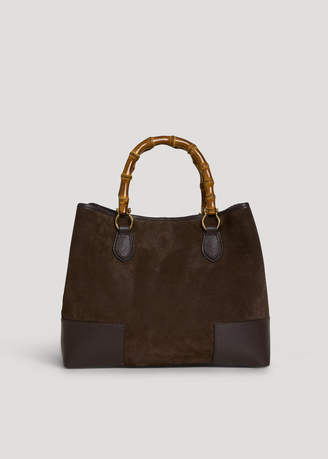Borsa Bamboo Babe in Camoscio e Pelle Testa di moro - Voemièn