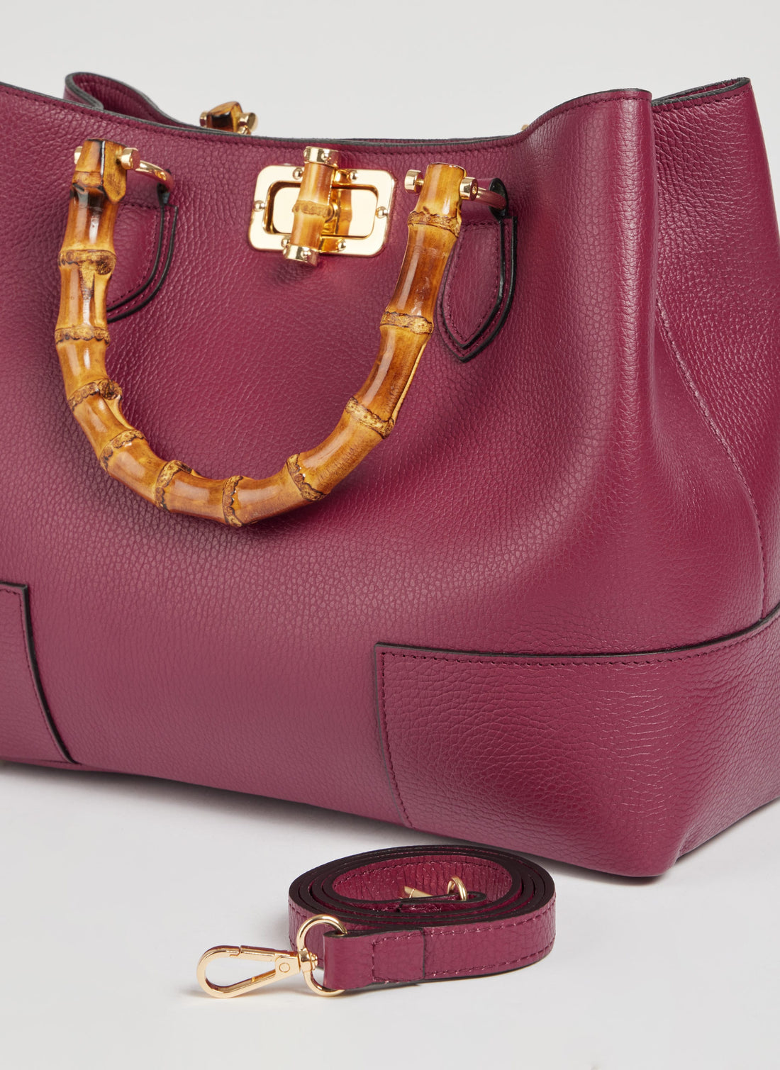 Borsa Bamboo Babe in pelle Dollaro Borgogna - Voemièn