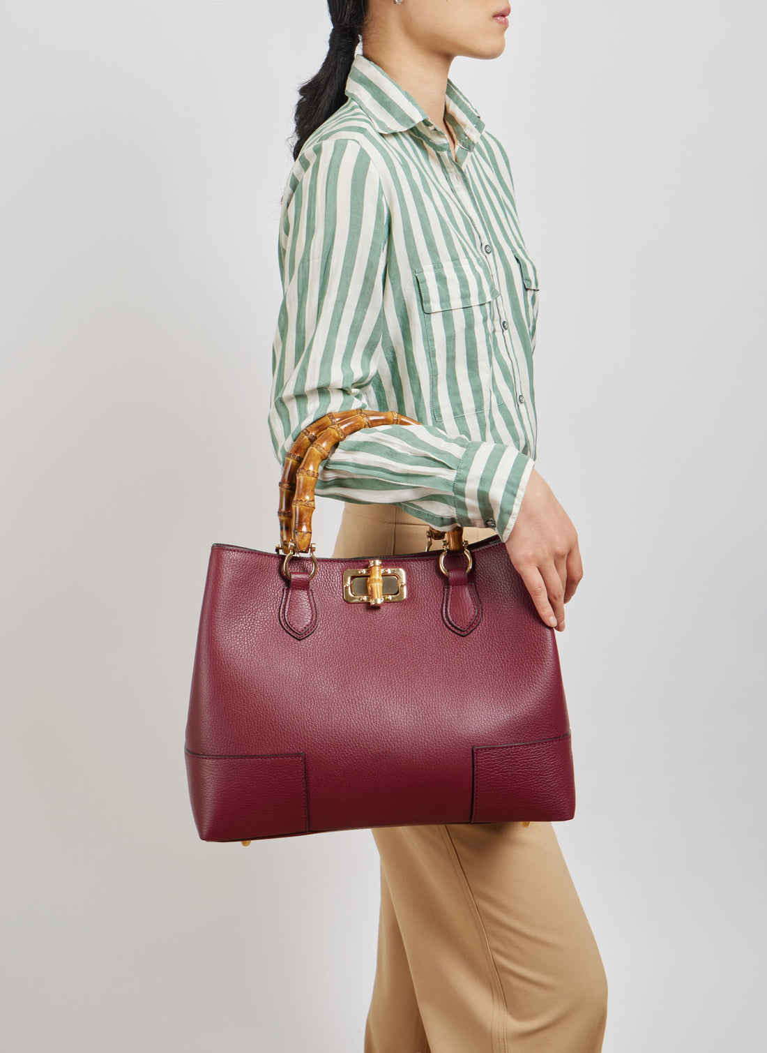 Borsa Bamboo Babe in pelle Dollaro Borgogna - Voemièn