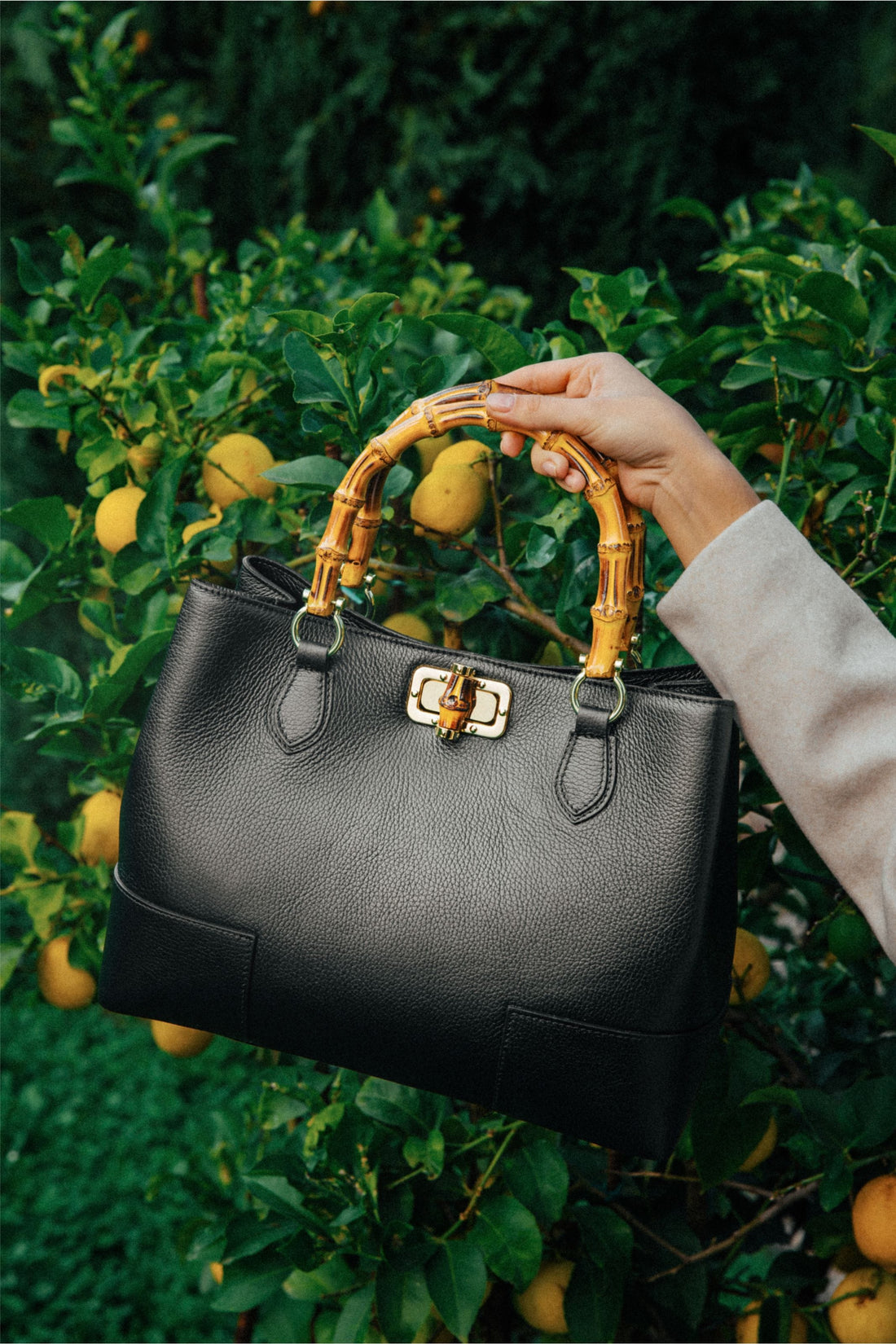 Borsa Bamboo Babe in pelle Dollaro Nera - Voemièn