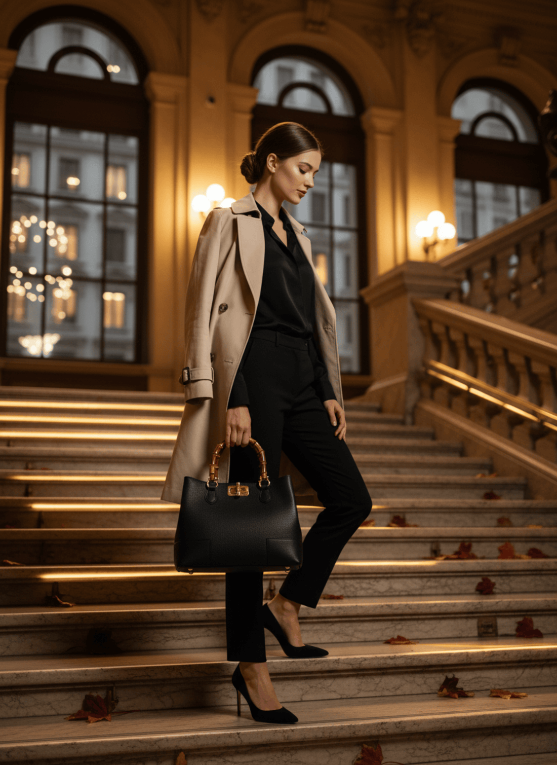Borsa Bamboo Babe in pelle Dollaro Nera - Voemièn