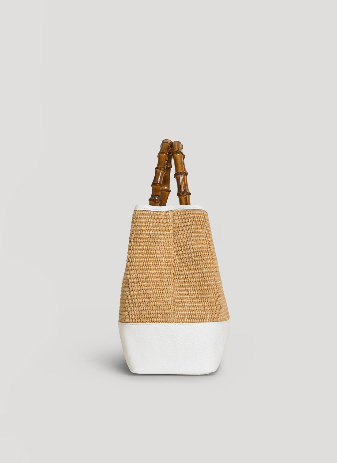 Borsa Bamboo Babe in pelle e Rafia Bianca - Voemièn