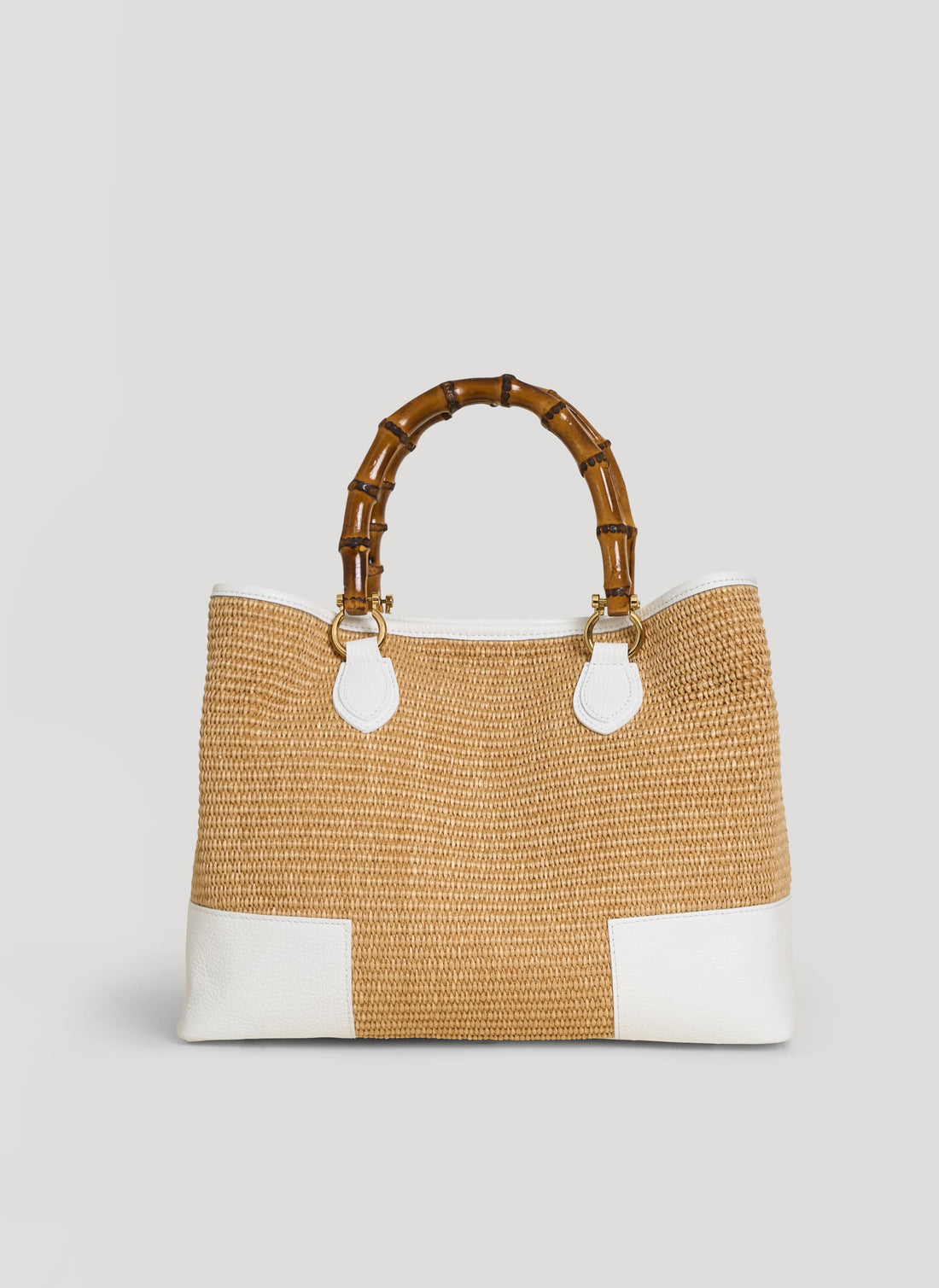 Borsa Bamboo Babe in pelle e Rafia Bianca - Voemièn