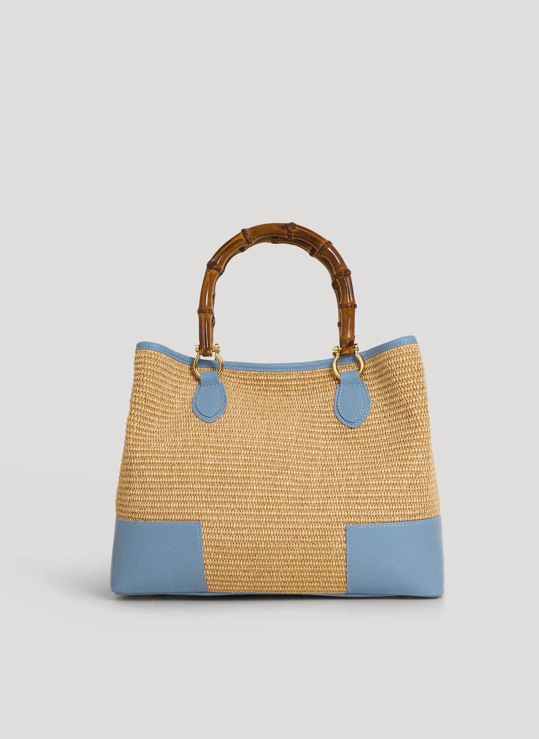Borsa Bamboo Babe in pelle e Rafia Denim - Voemièn
