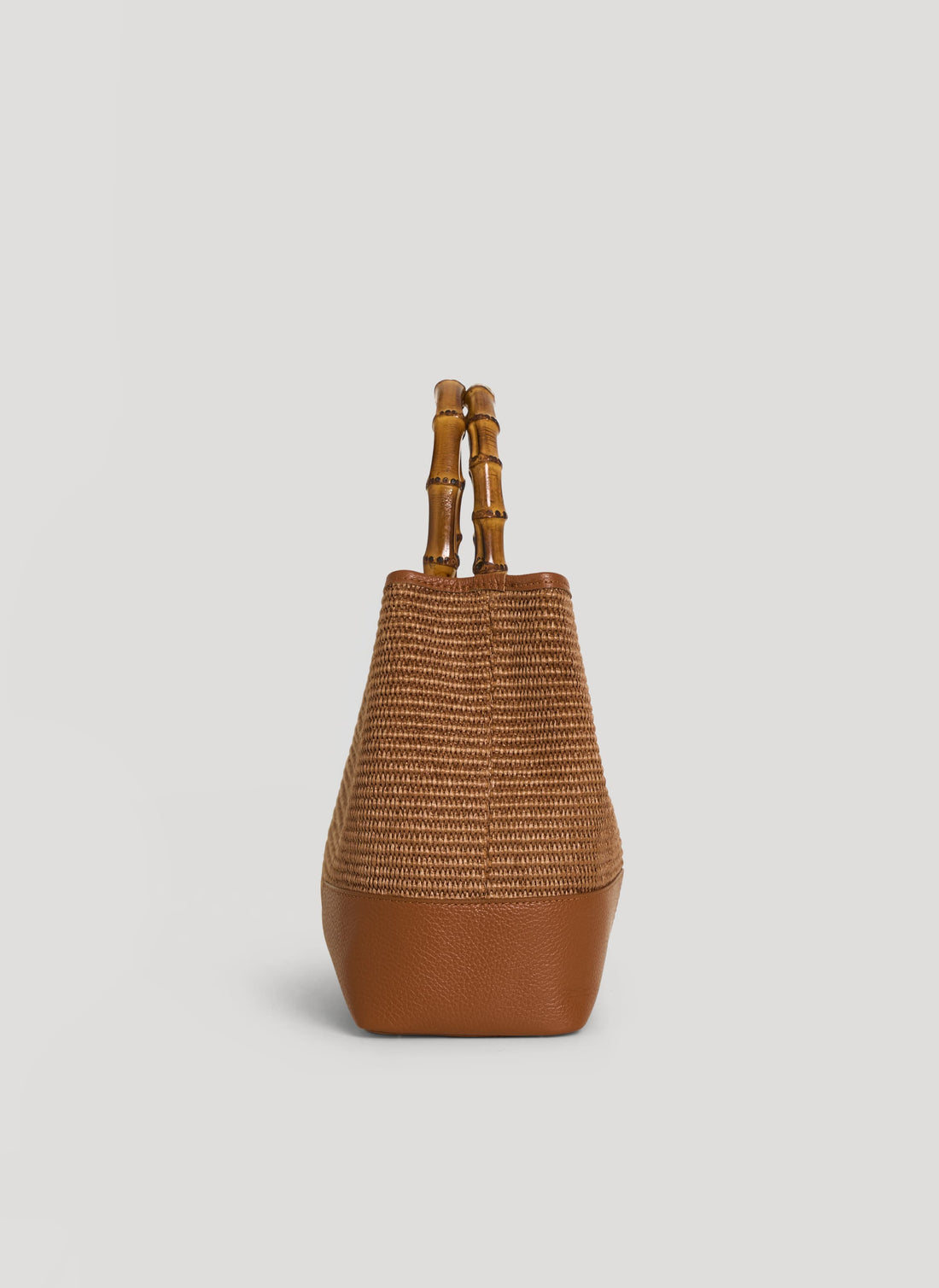 Borsa Bamboo Babe in Pelle e Rafia Limited Edition Cuoio - Voemièn