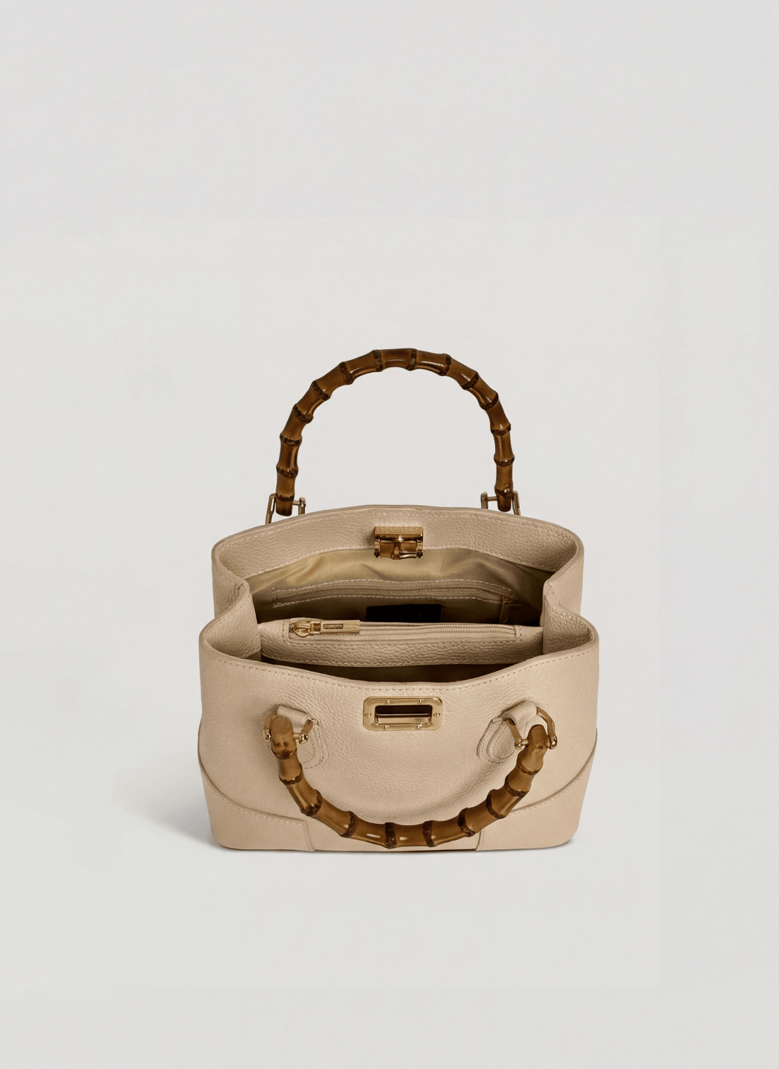 Borsa Bamboo Babe micro in pelle Dollaro Beige - Voemièn