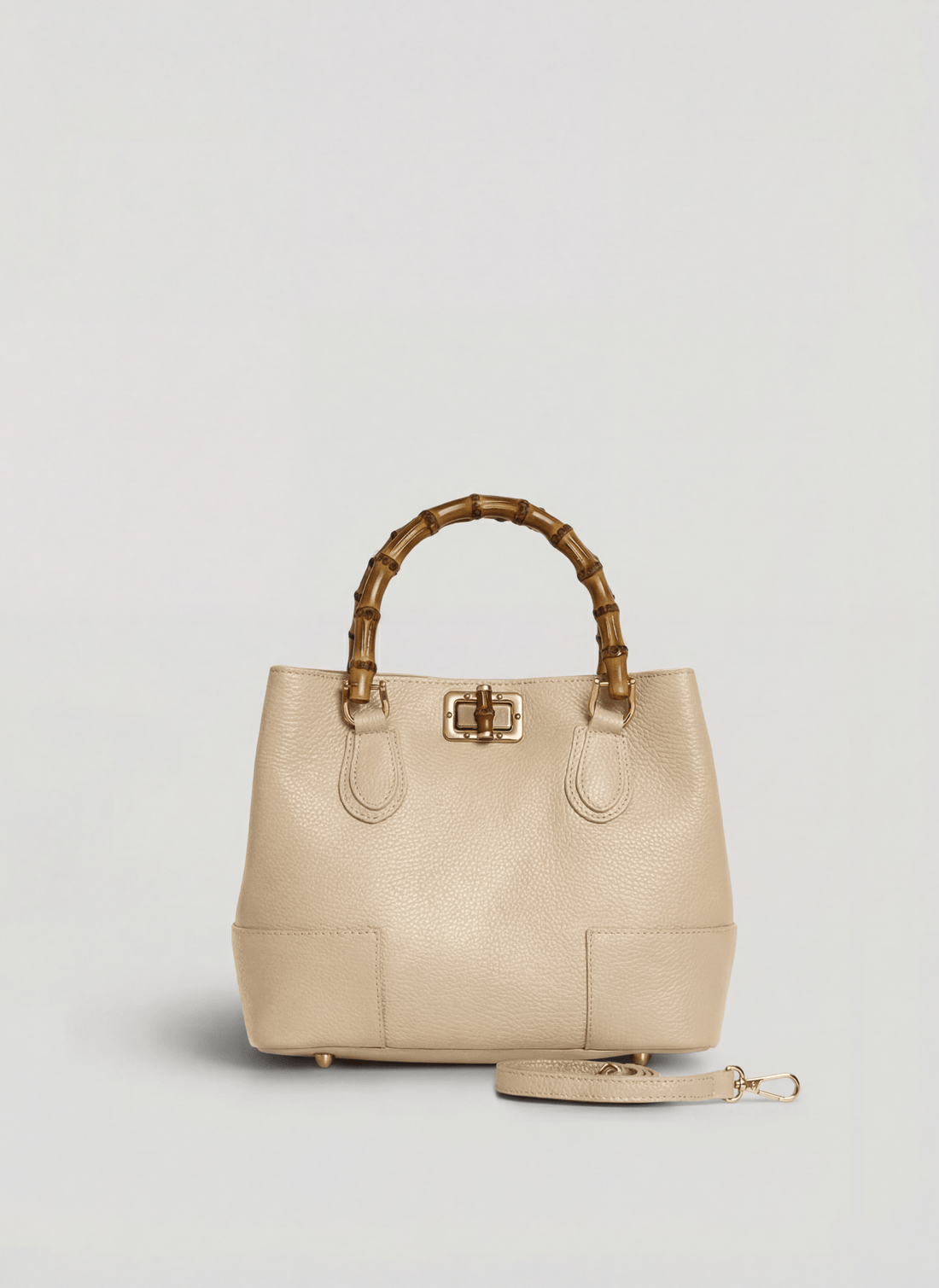 Borsa Bamboo Babe micro in pelle Dollaro Beige - Voemièn