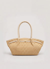 Borsa Brickell in pelle e Rafia Crema
