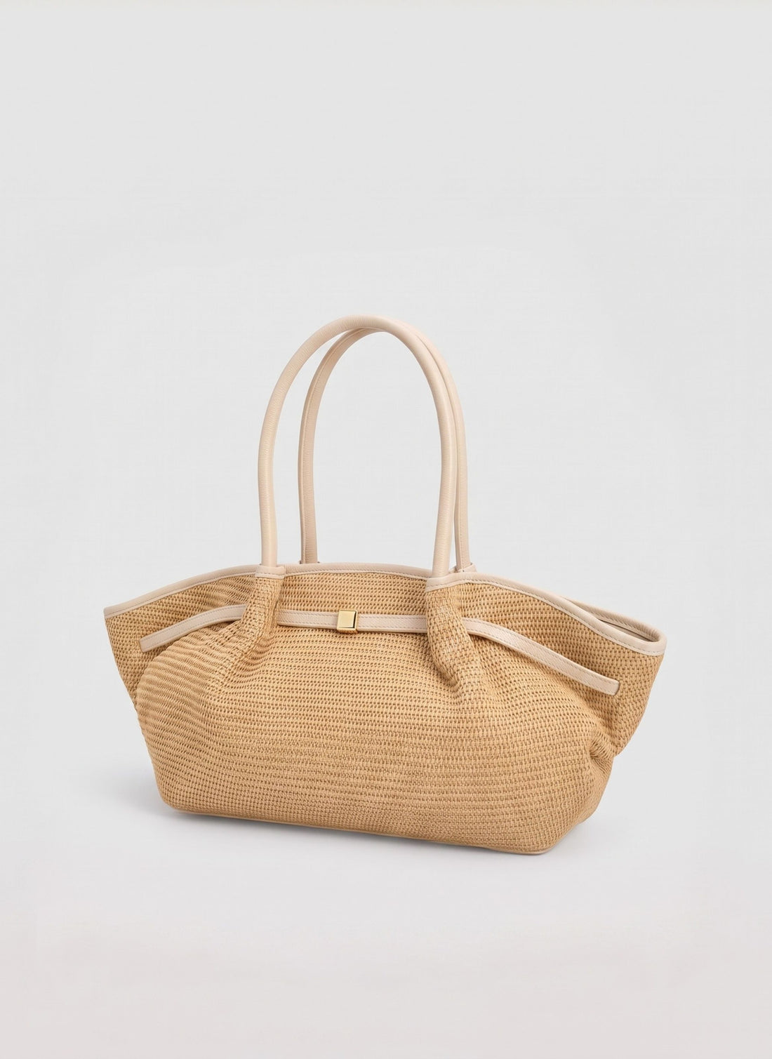 Borsa Brickell in pelle e Rafia Crema - Voemièn