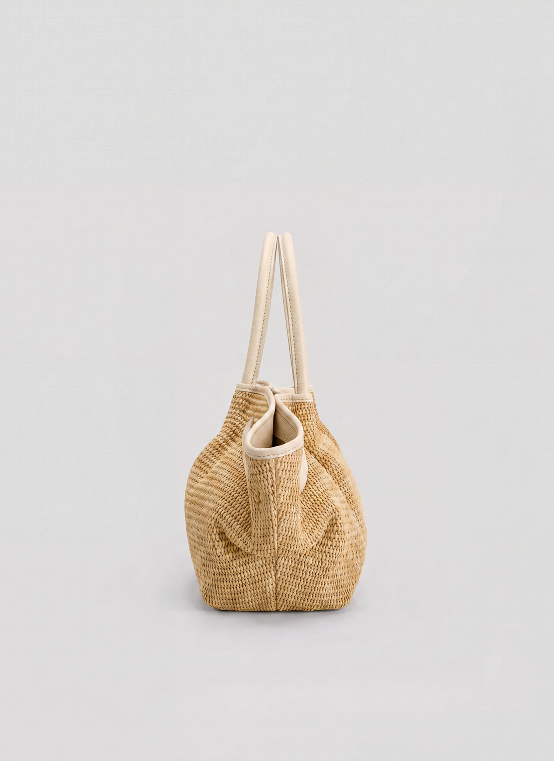 Borsa Brickell in pelle e Rafia Crema - Voemièn