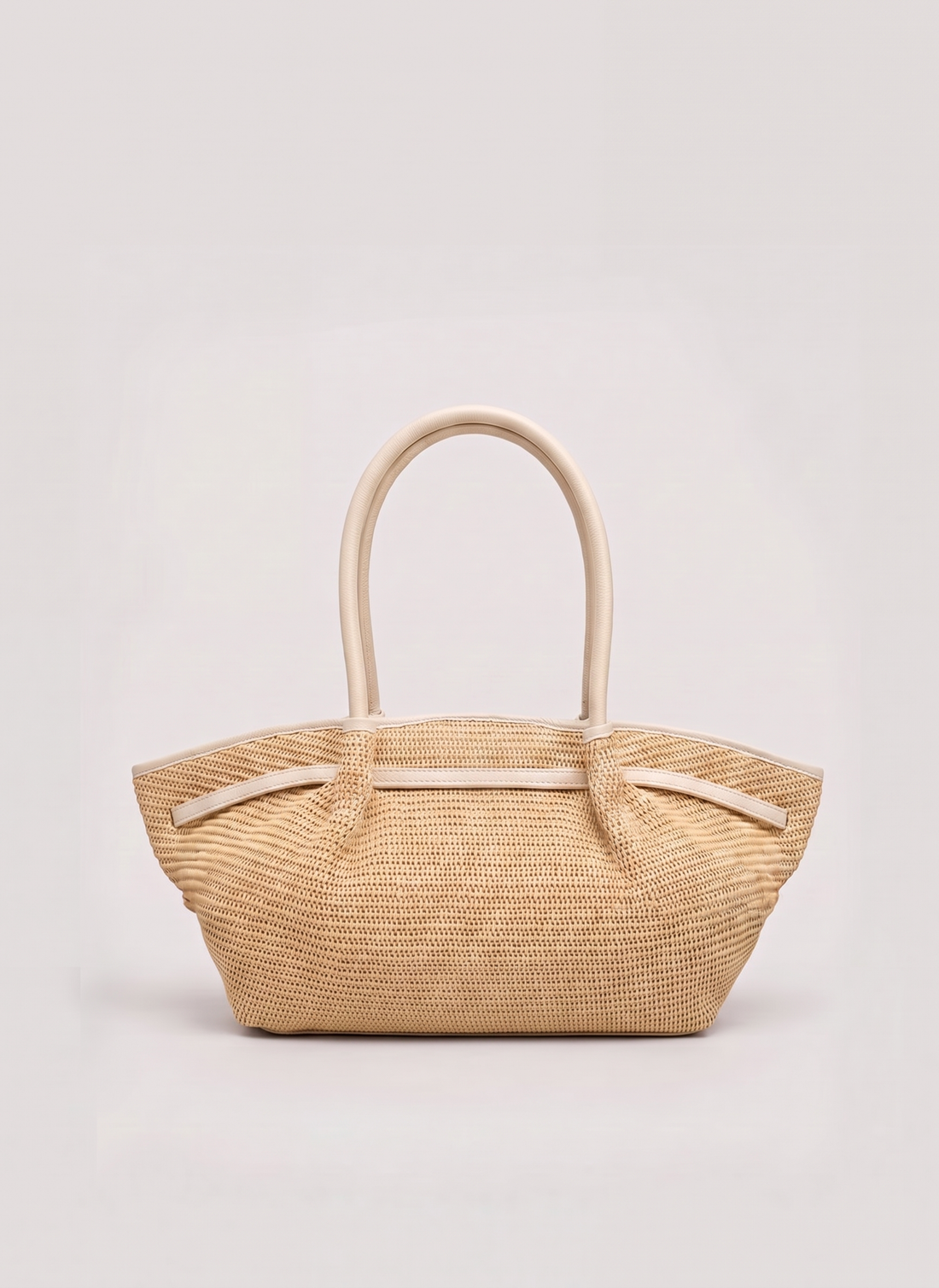 Borsa Brickell in pelle e Rafia Crema - Voemièn