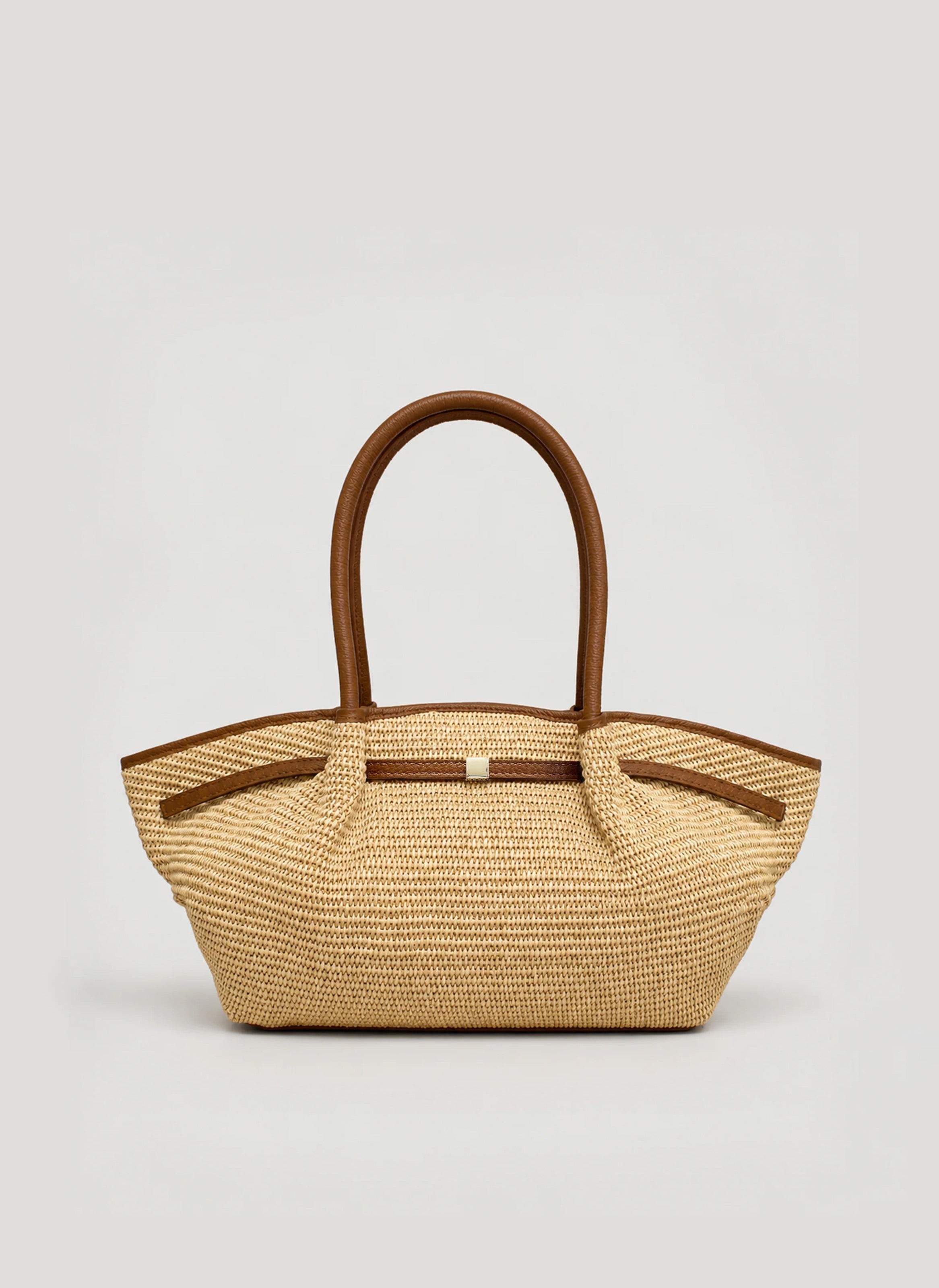 Borsa Brickell in pelle e Rafia Cuoio