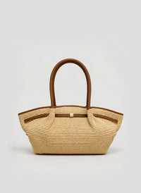 Borsa Brickell in pelle e Rafia Cuoio