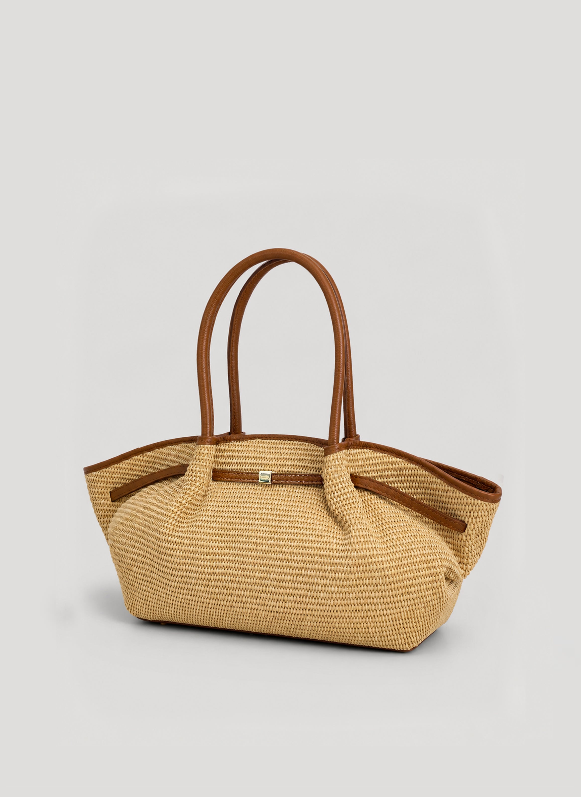 Borsa Brickell in pelle e Rafia Cuoio - Voemièn