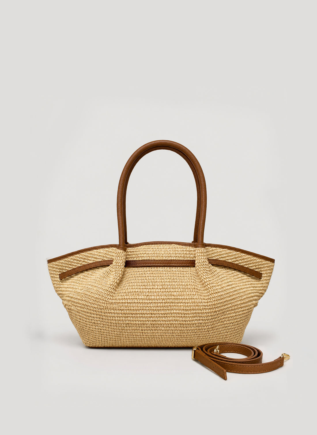Borsa Brickell in pelle e Rafia Cuoio - Voemièn