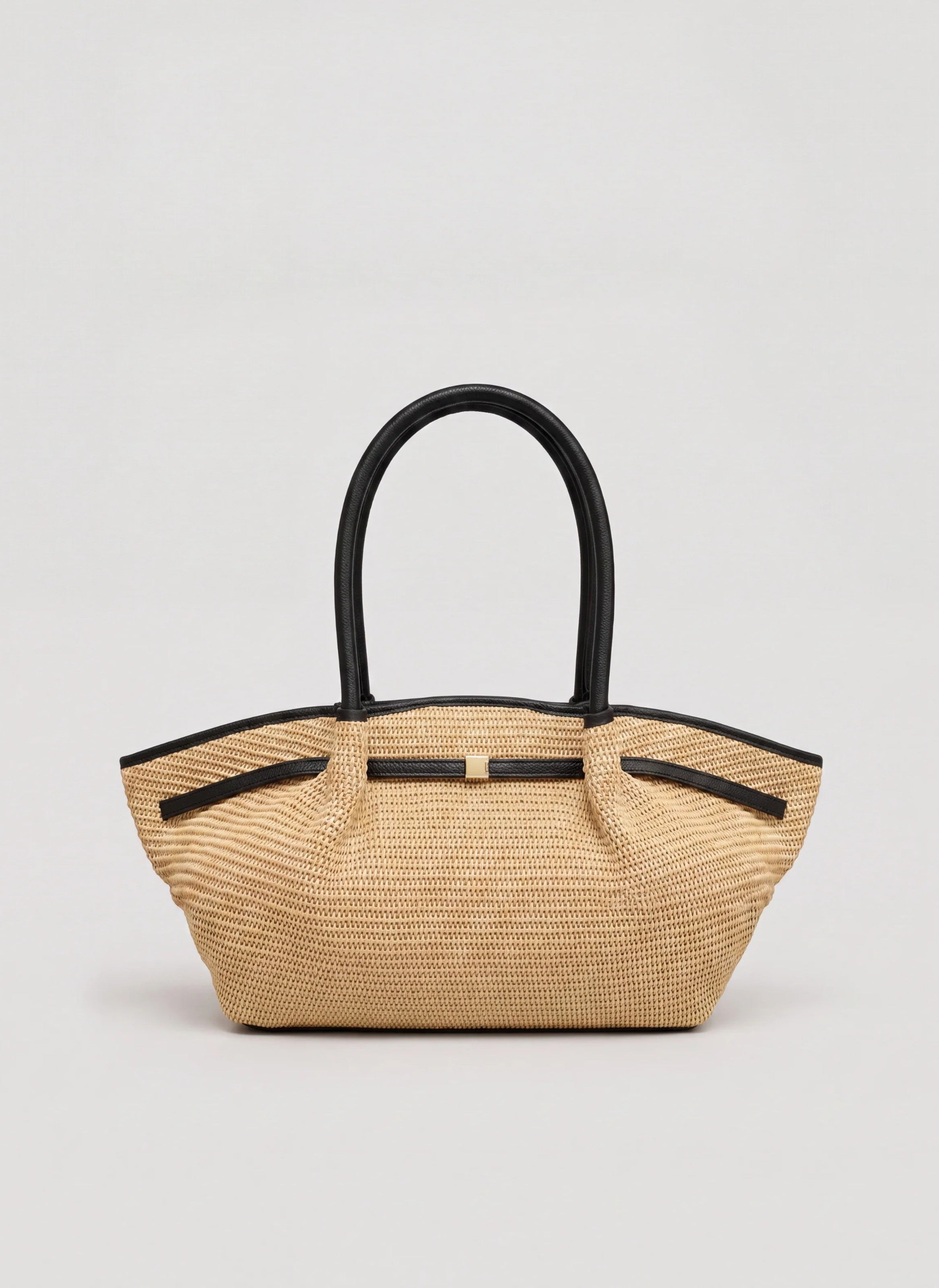 Borsa Brickell in pelle e Rafia Nera