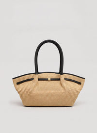 Borsa Brickell in pelle e Rafia Nera