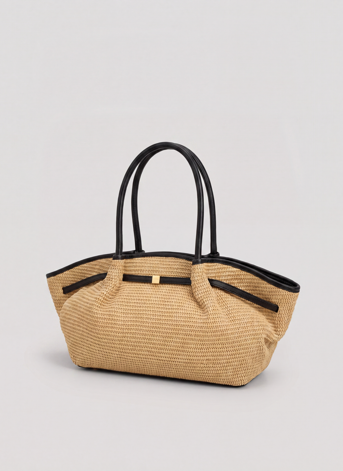 Borsa Brickell in pelle e Rafia Nera - Voemièn