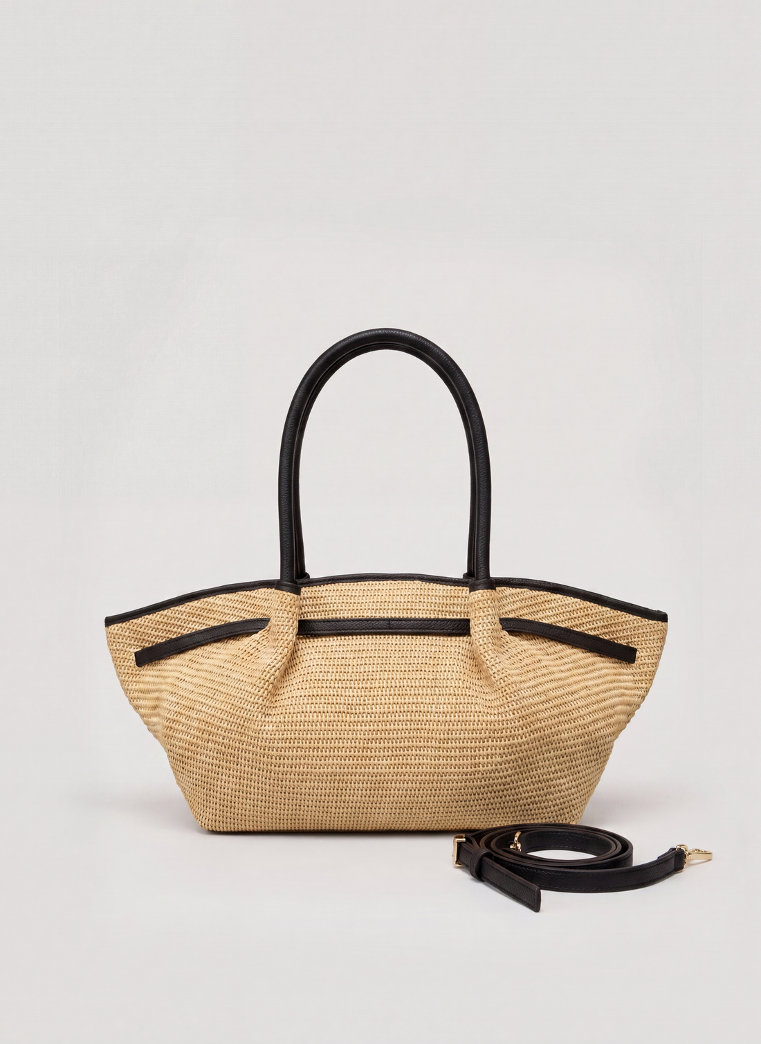 Borsa Brickell in pelle e Rafia Nera - Voemièn