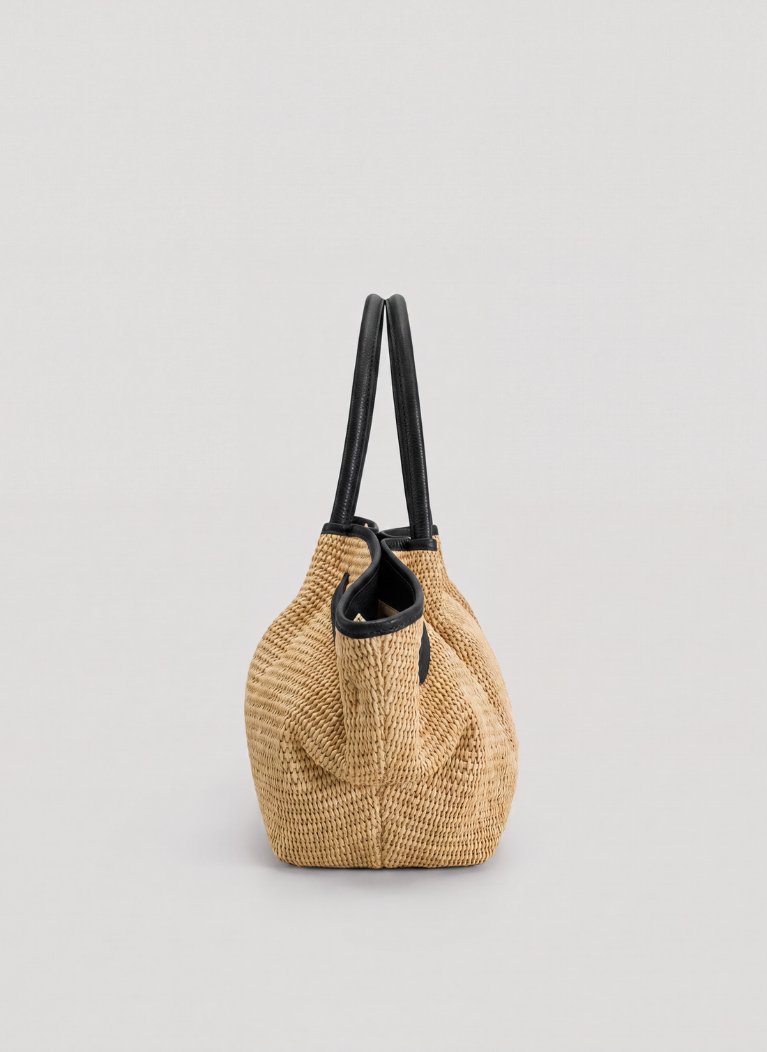 Borsa Brickell in pelle e Rafia Nera - Voemièn