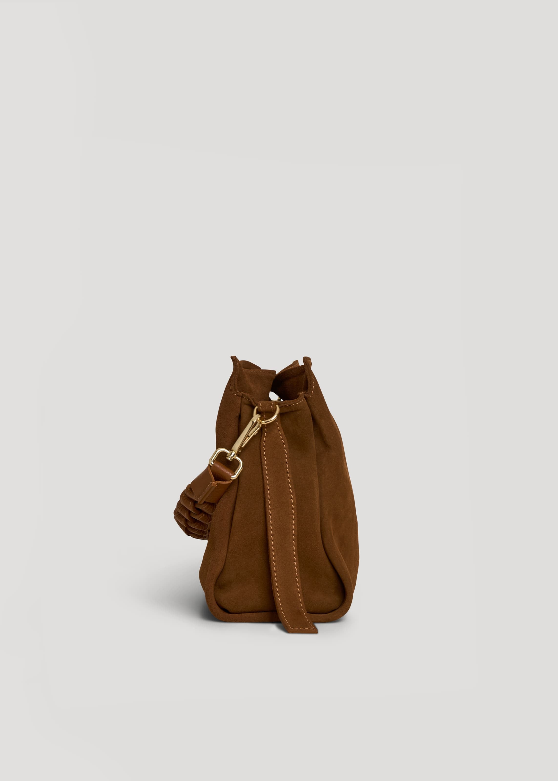 Borsa Braid in Camoscio e Pelle Cuoio - Voemièn