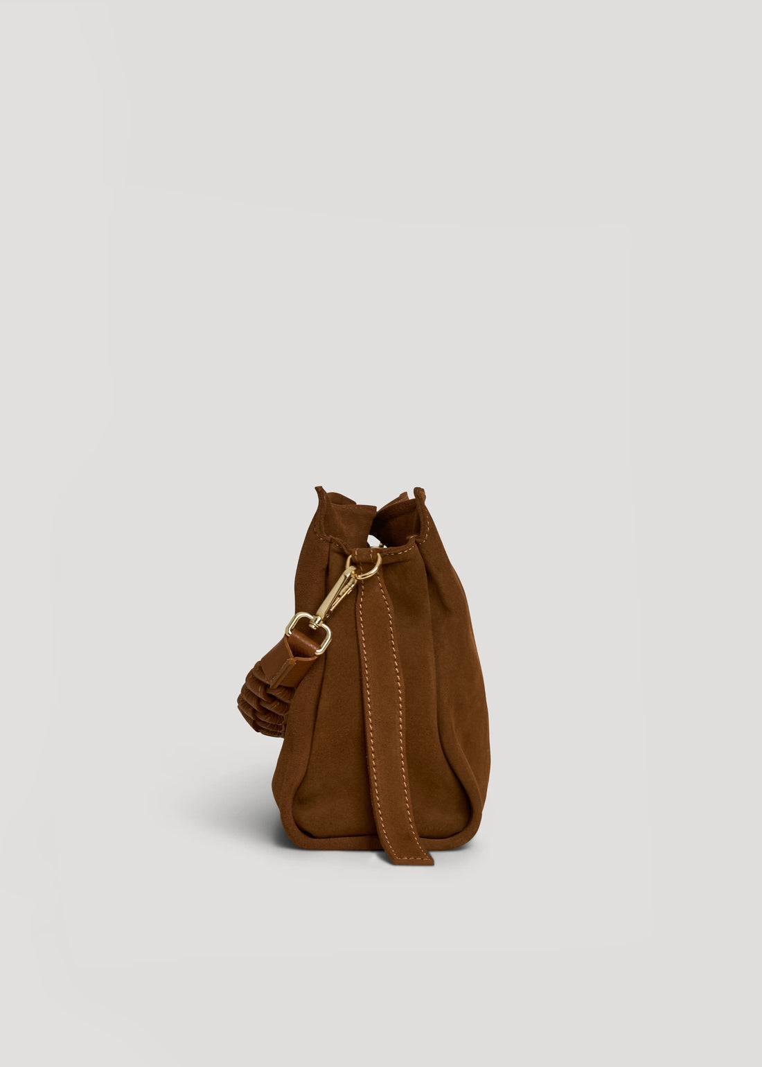 Borsa Braid in Camoscio e Pelle Cuoio - Voemièn