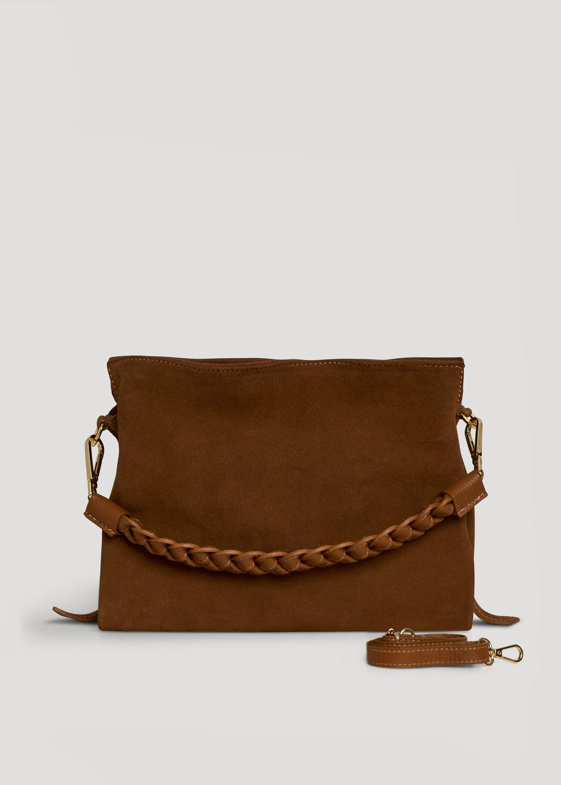 Borsa Braid in Camoscio e Pelle Cuoio - Voemièn