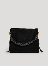 Borsa Braid in Camoscio e Pelle Nera