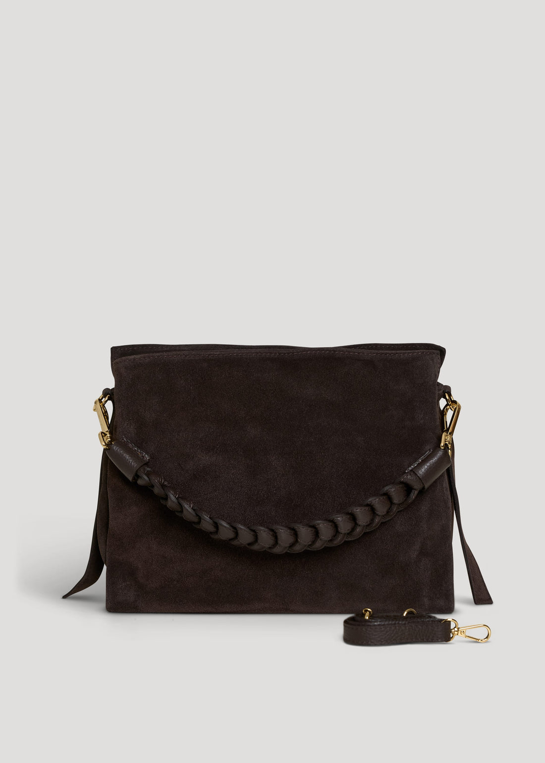 Borsa Braid in Camoscio e Pelle Testa di Moro - Voemièn