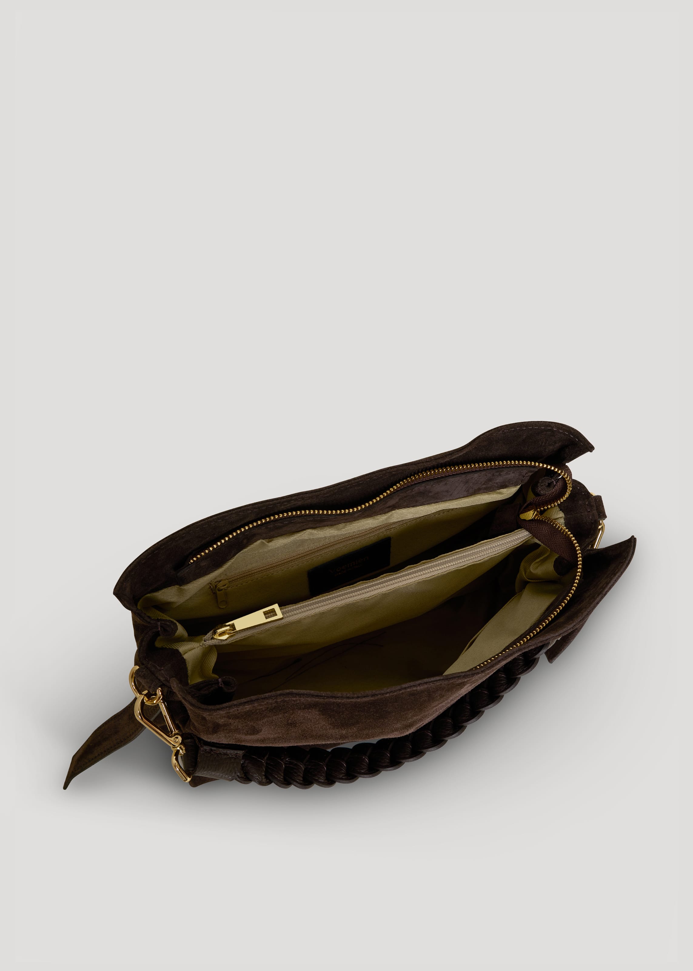 Borsa Braid in Camoscio e Pelle Testa di Moro - Voemièn