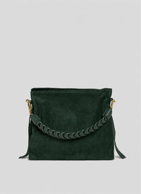 Borsa Braid in Camoscio e Pelle Verde Bosco