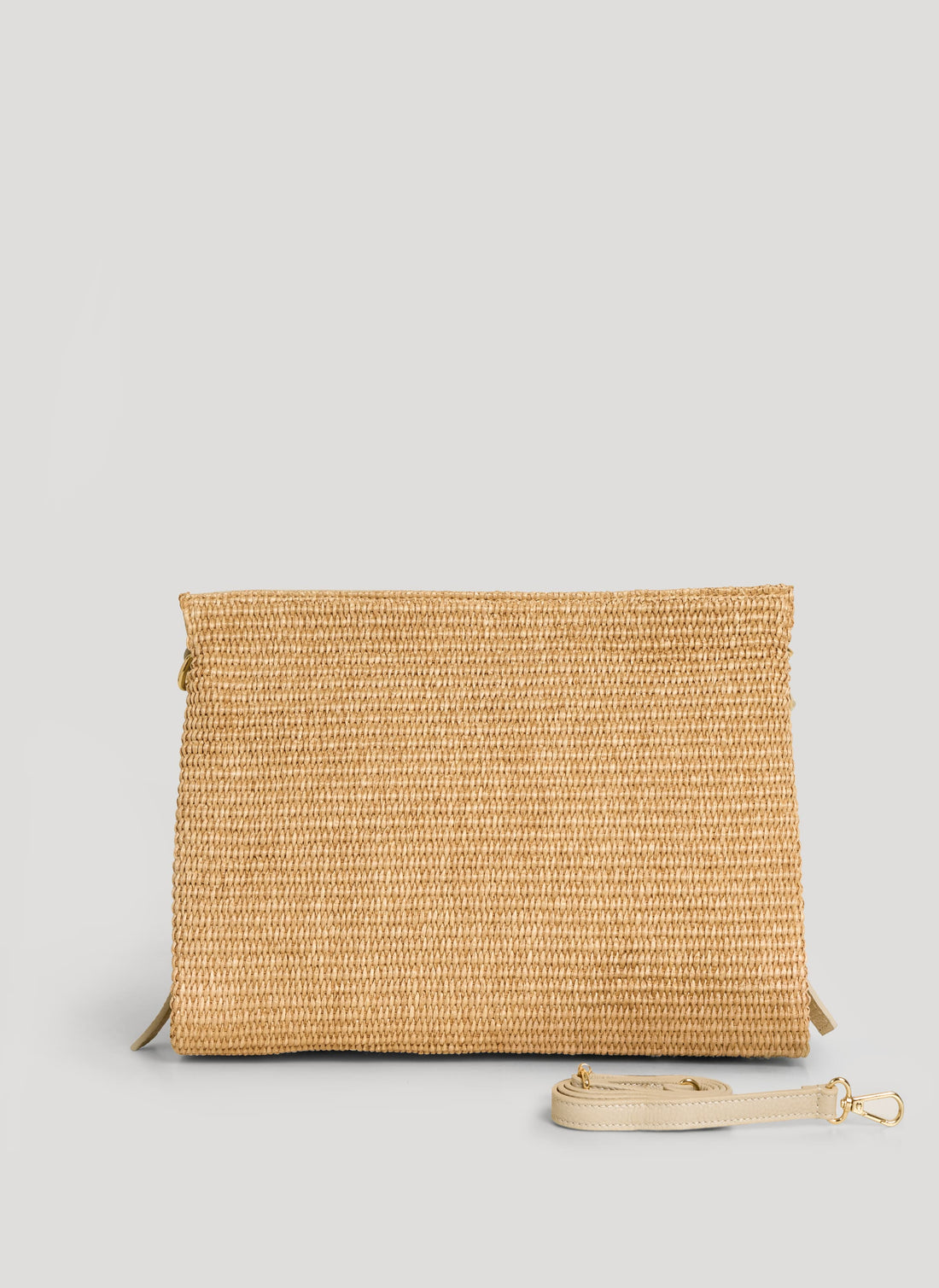Borsa Braid in Pelle e Rafia Crema - Voemièn